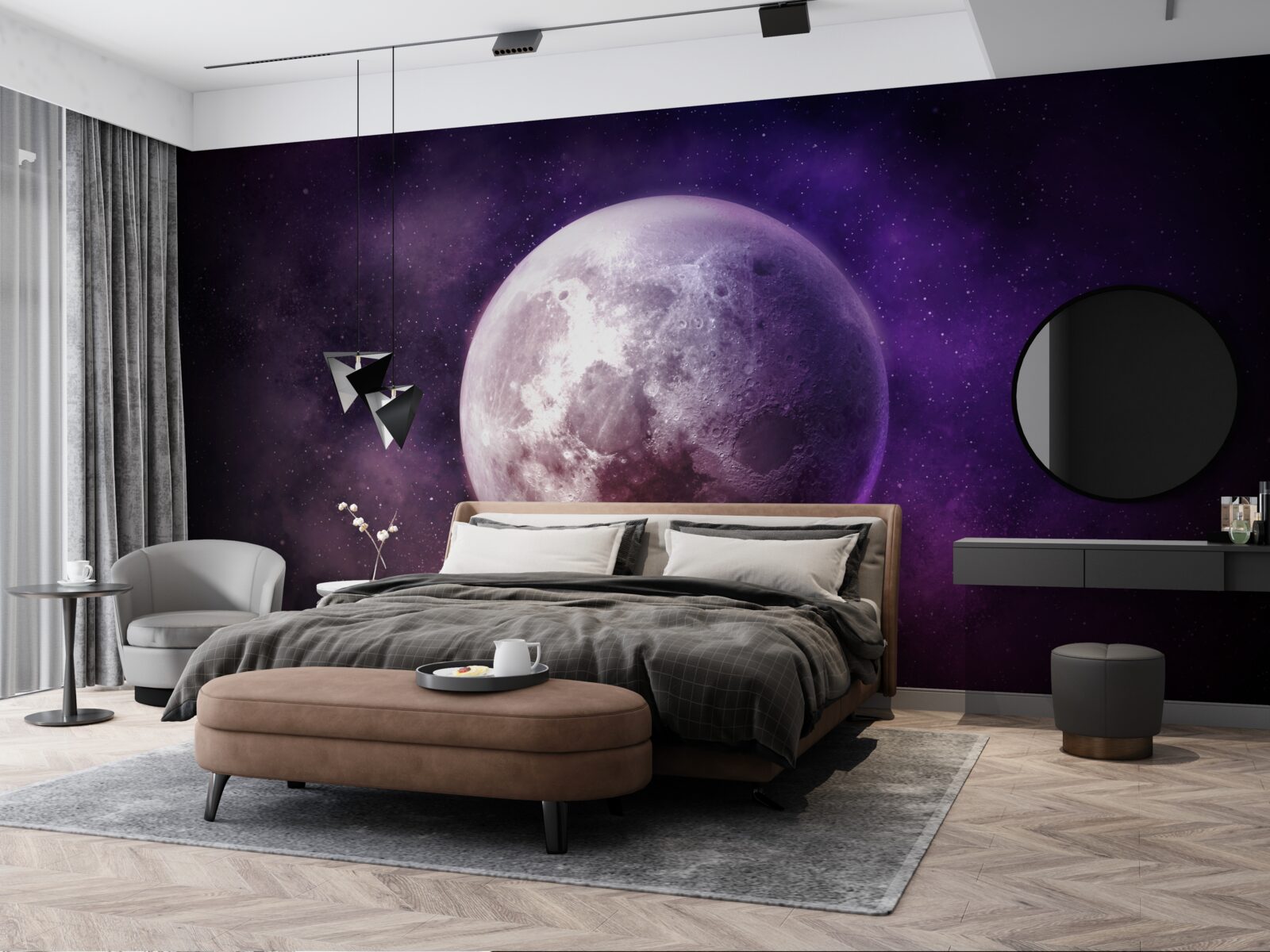 Fototapet nuanțele violete ale lunii