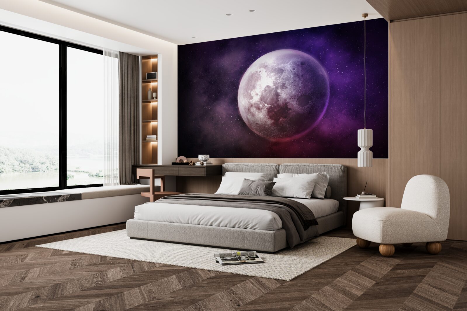 Fototapet nuanțele violete ale lunii