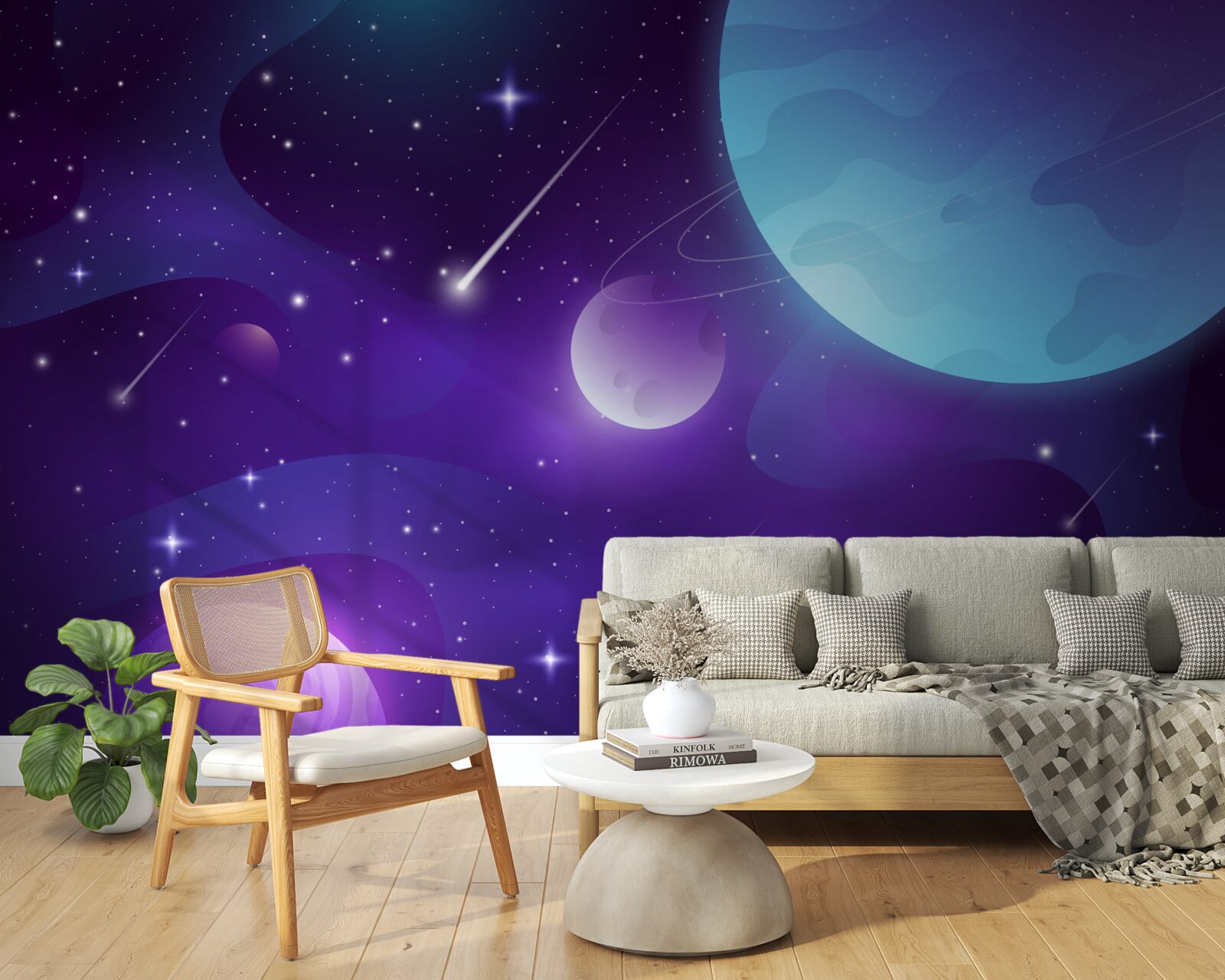 Fototapet stele și planete în univers