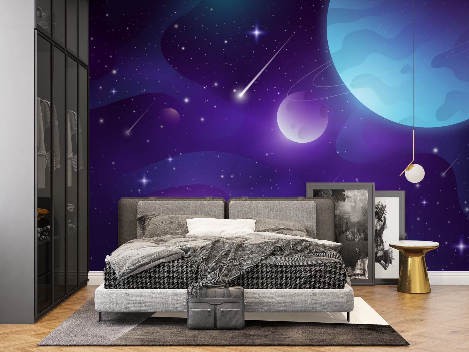 Fototapet stele și planete în univers