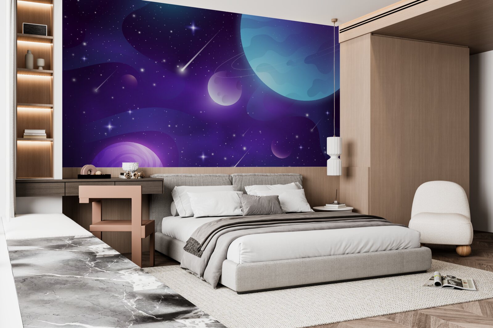 Fototapet stele și planete în univers