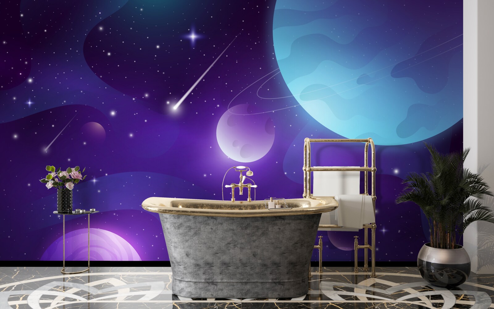 Fototapet stele și planete în univers