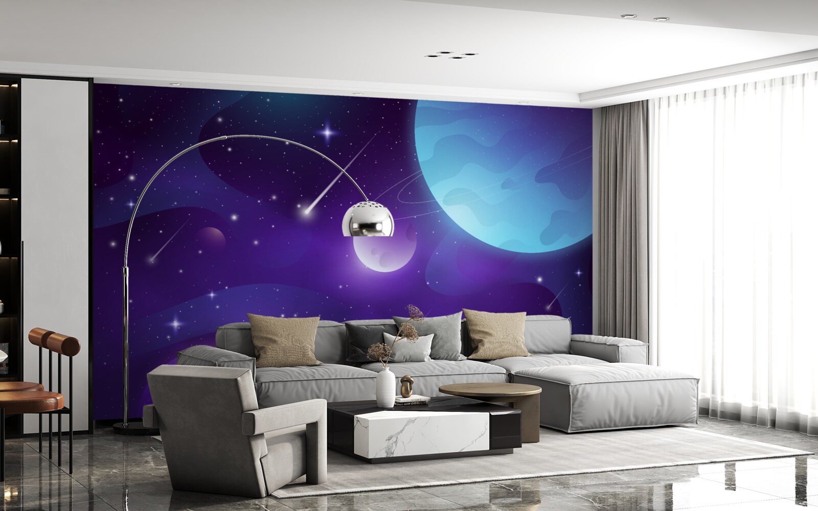 Fototapet stele și planete în univers