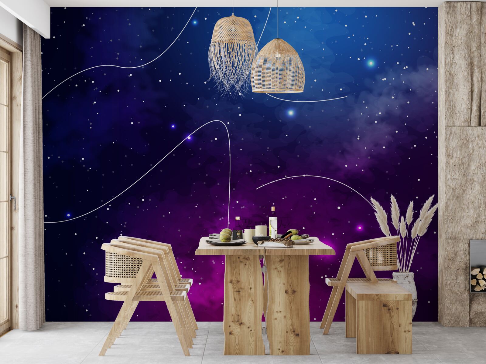 Fototapet noapte cufundată în întuneric cosmic