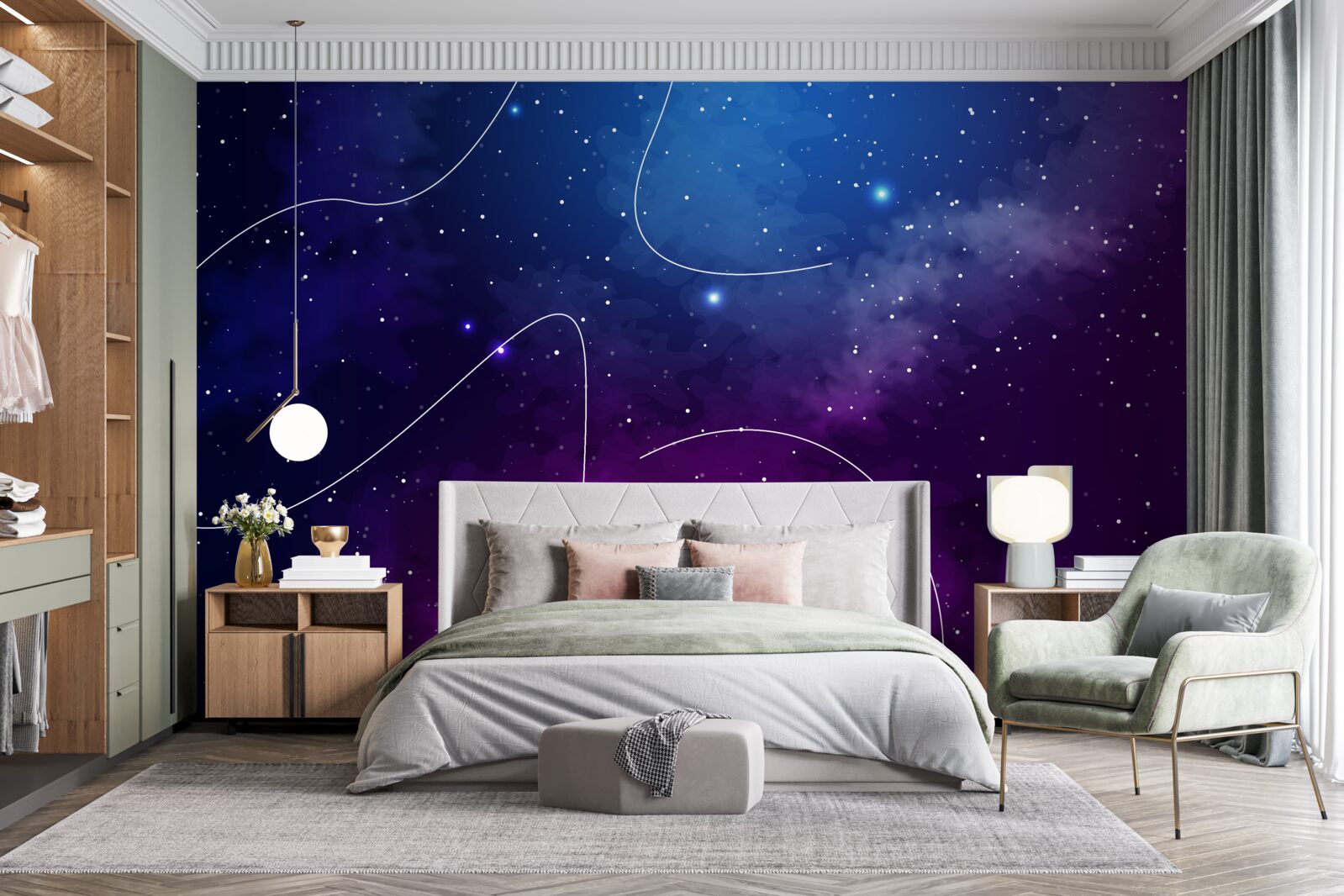 Fototapet noapte cufundată în întuneric cosmic