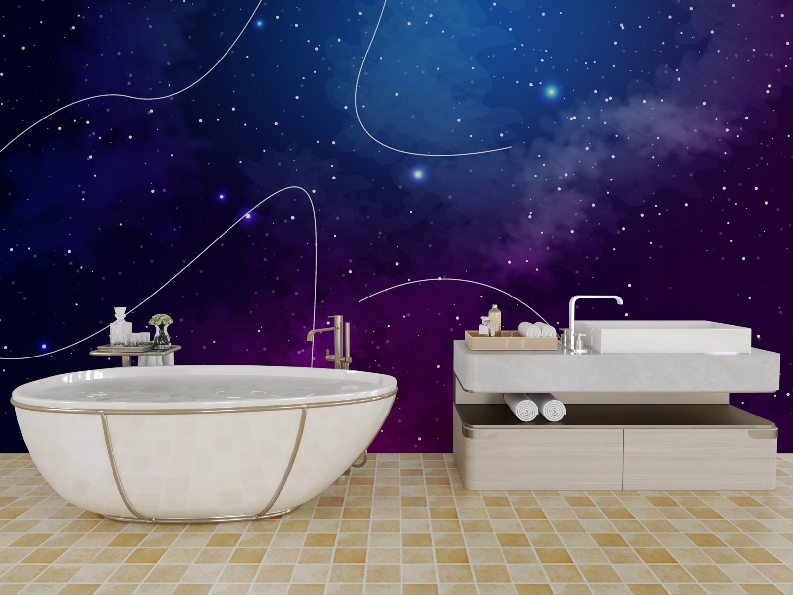 Fototapet noapte cufundată în întuneric cosmic