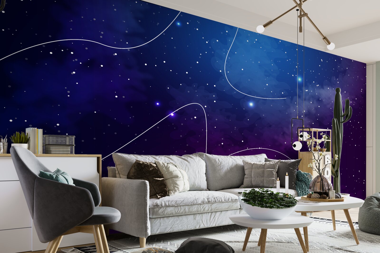 Fototapet noapte cufundată în întuneric cosmic