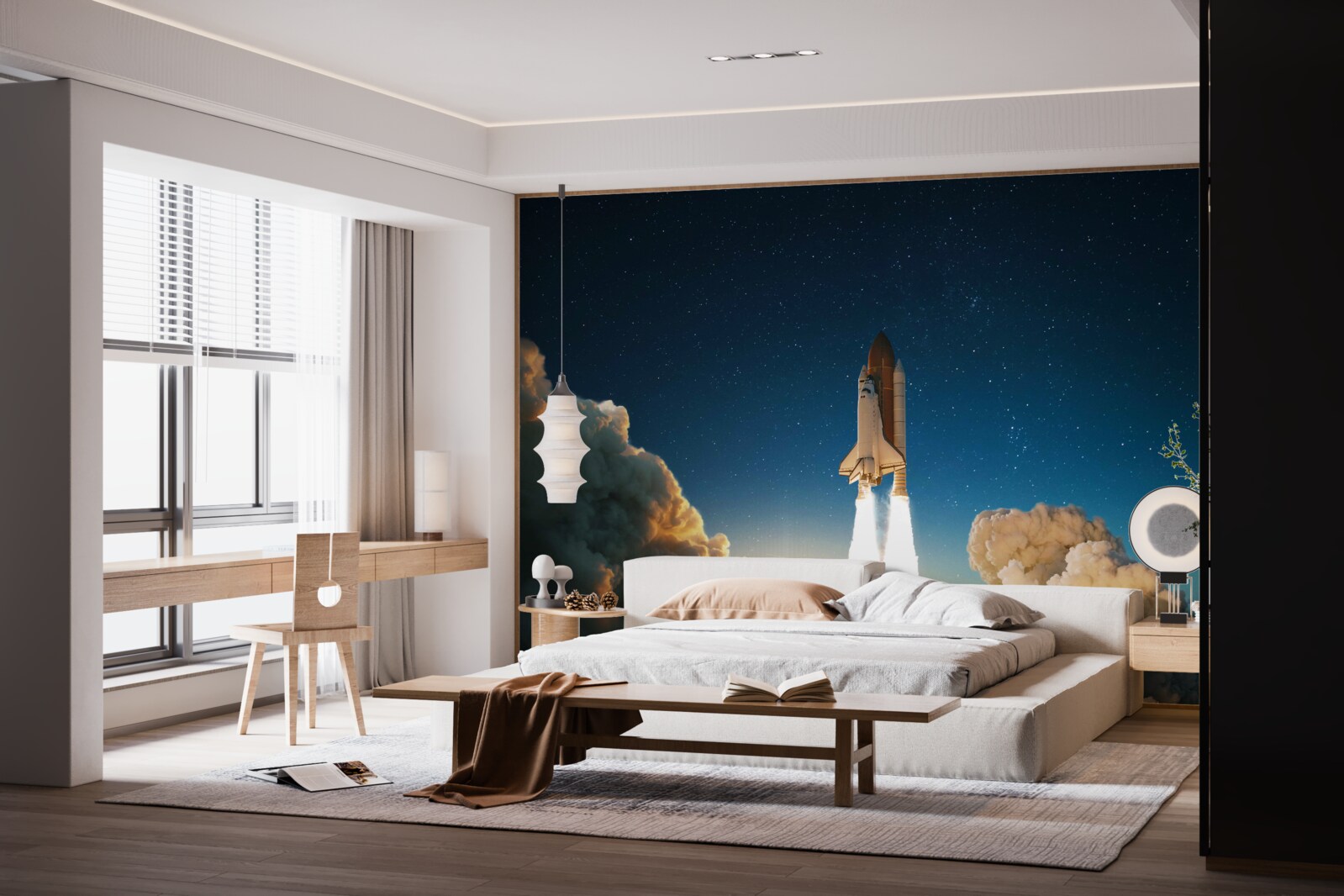 Fototapet nava spațială începe călătoria în spațiu