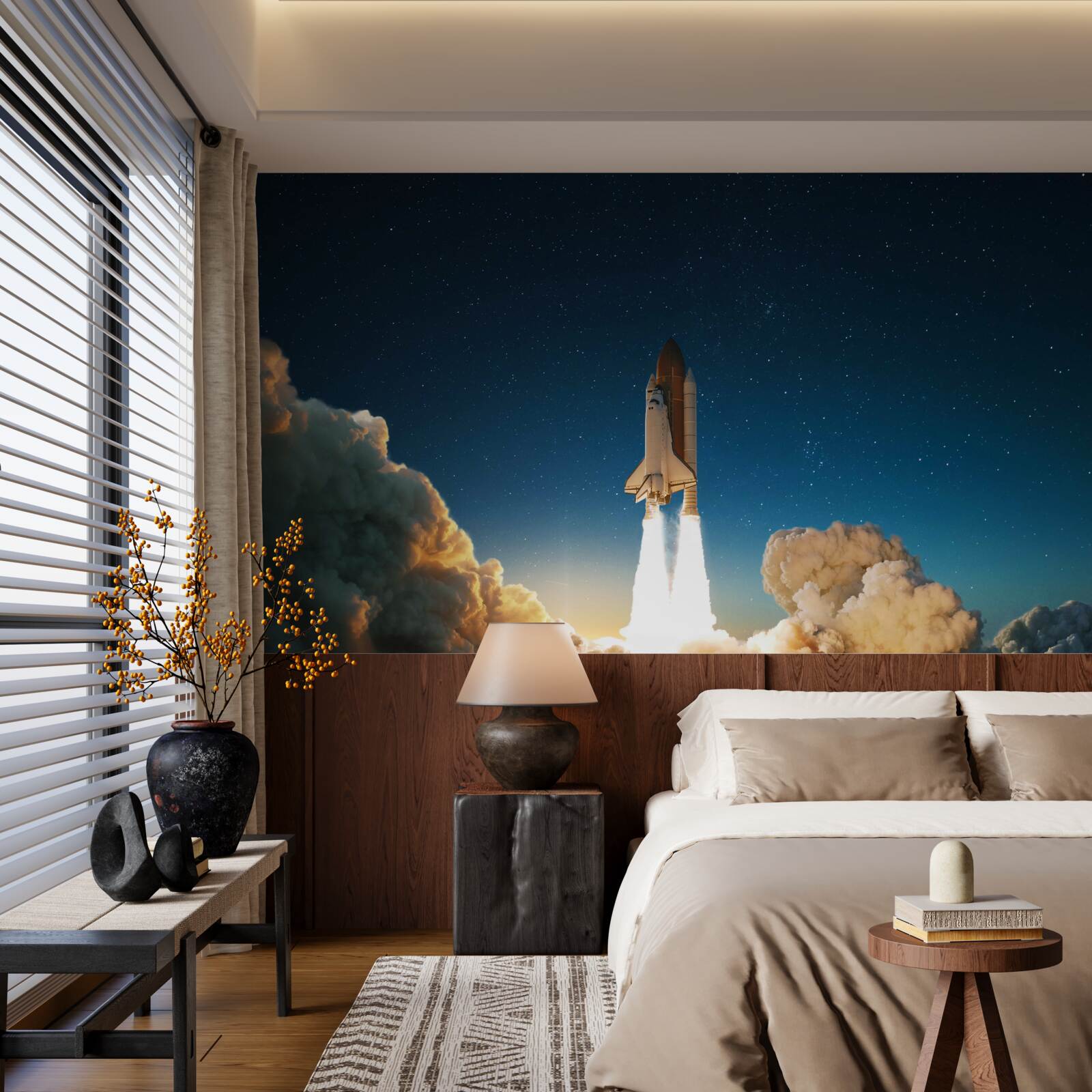 Fototapet nava spațială începe călătoria în spațiu