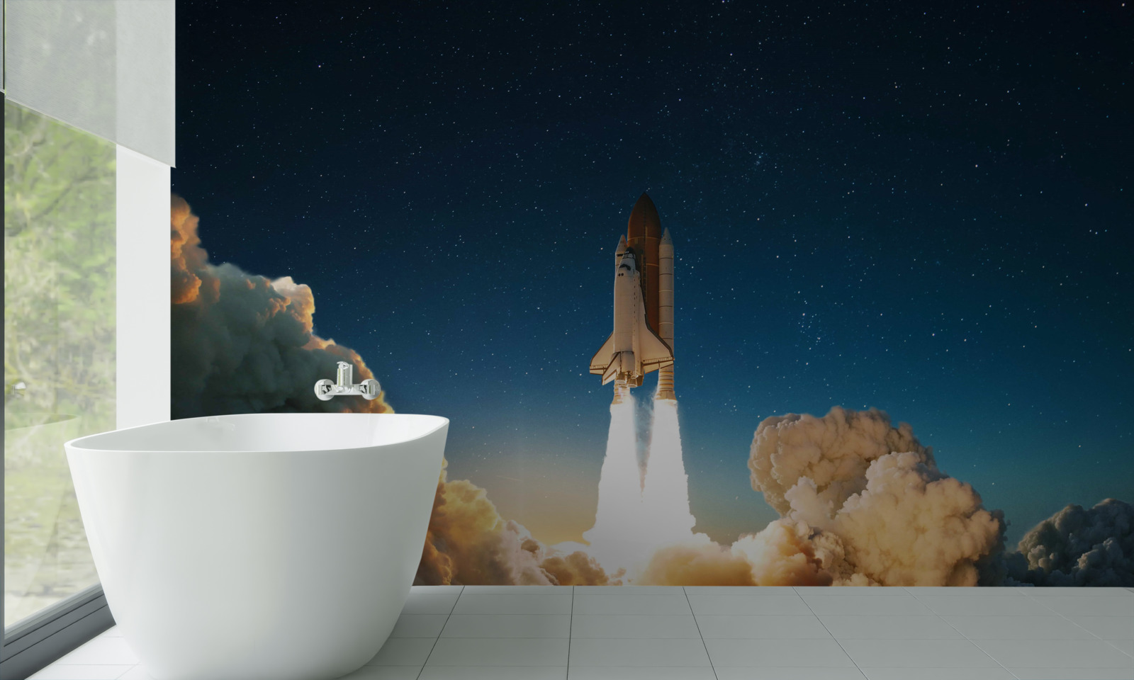 Fototapet nava spațială începe călătoria în spațiu