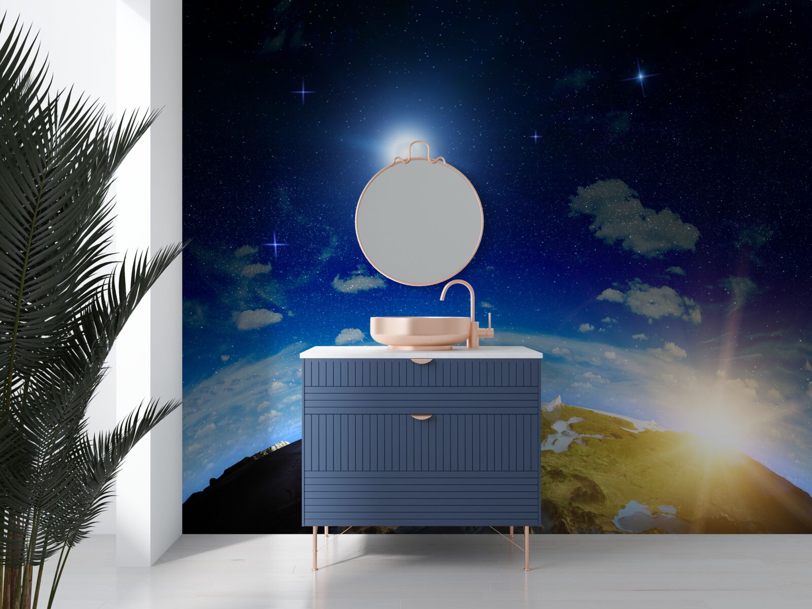 Fototapet soarele răsare deasupra planetei