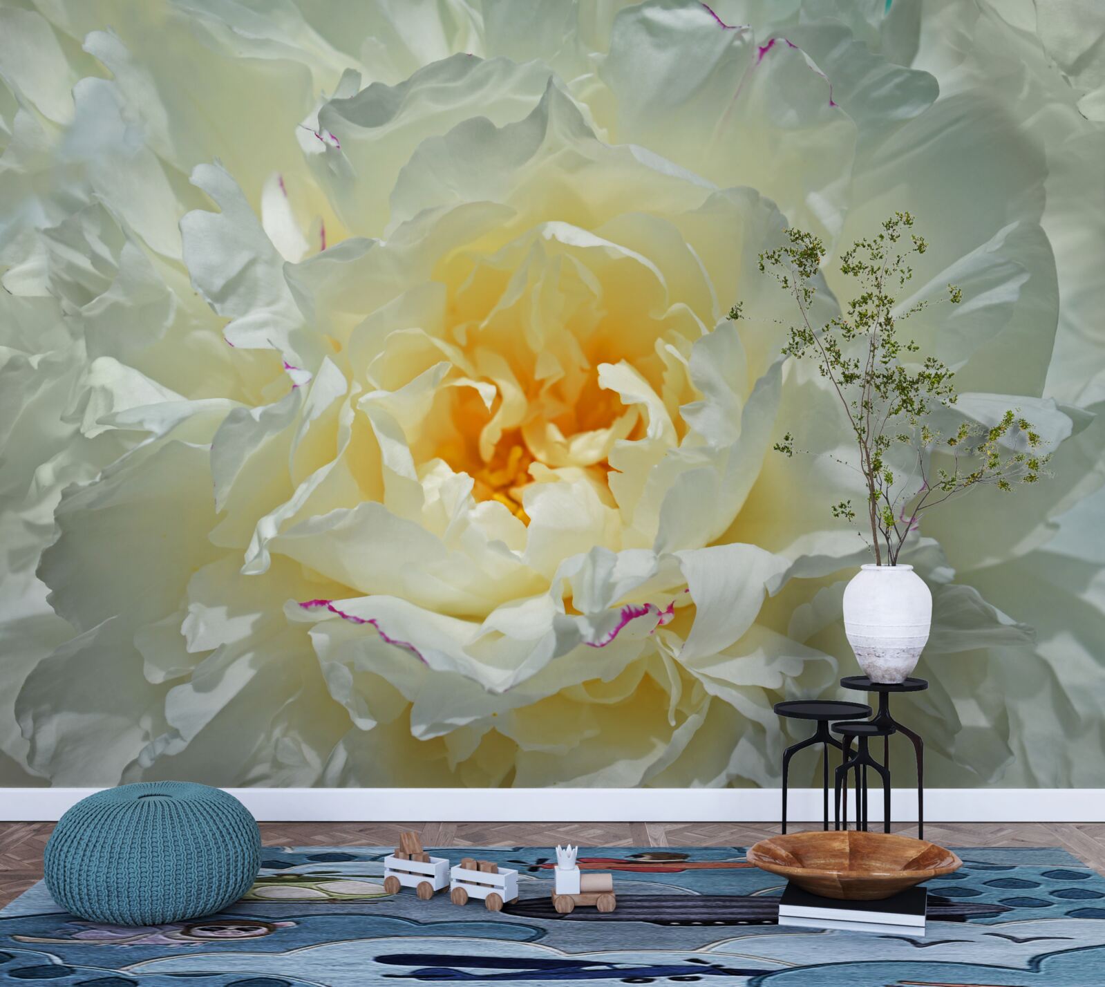 Fototapet imagine de aproape a unei bujori albe