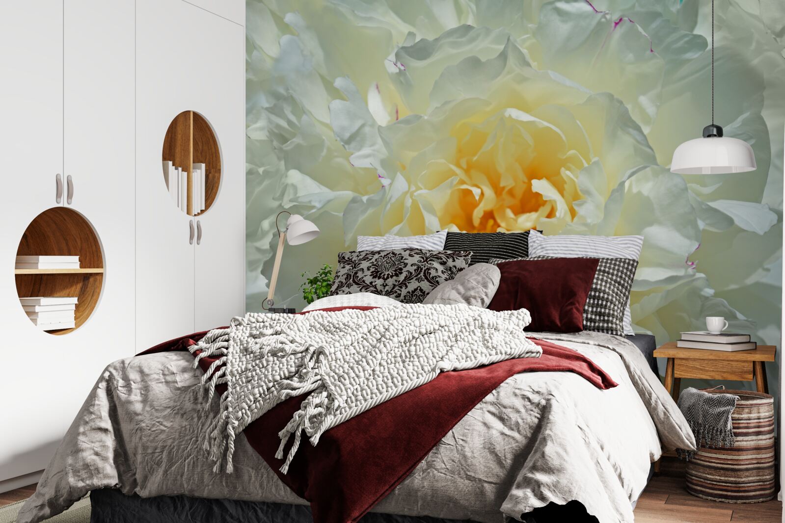 Fototapet imagine de aproape a unei bujori albe