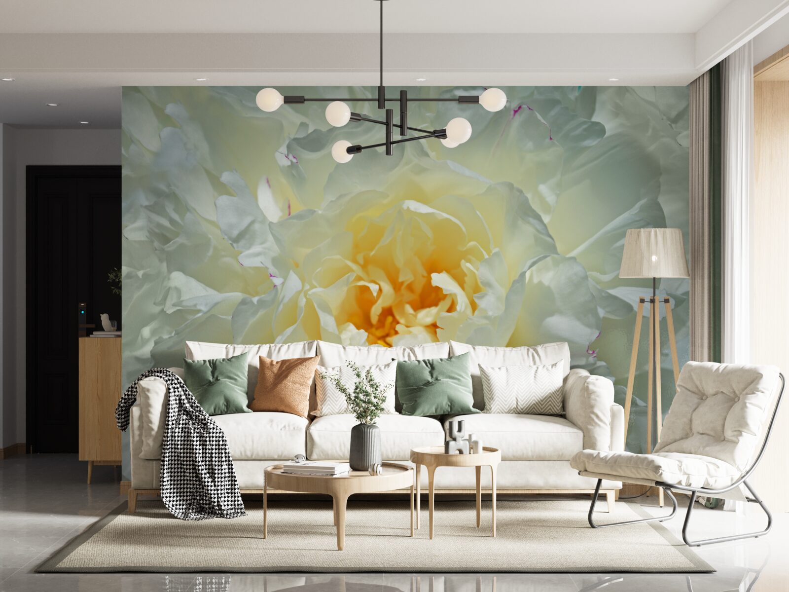 Fototapet imagine de aproape a unei bujori albe