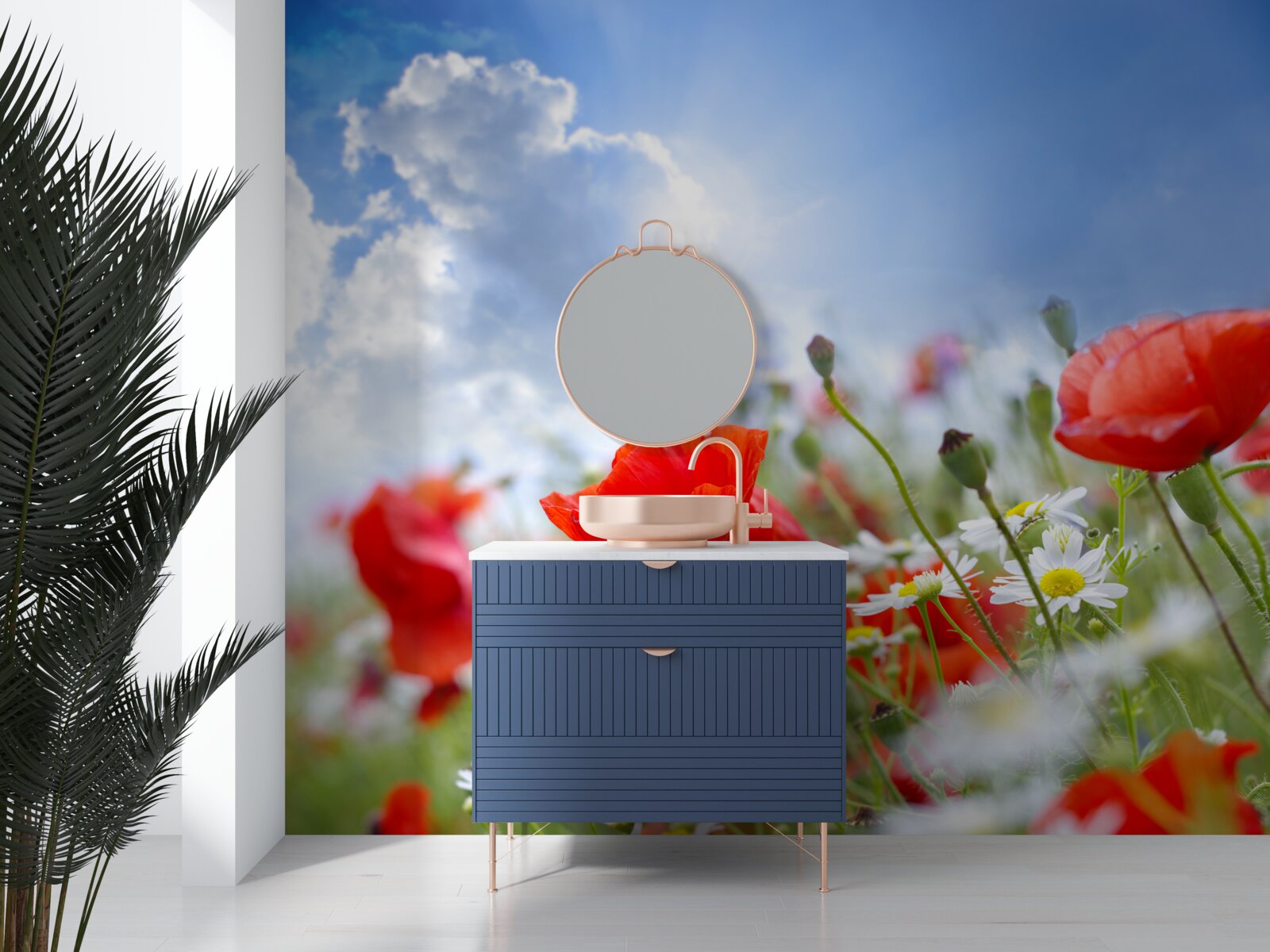 Fototapet flori de câmp cu maci strălucitori