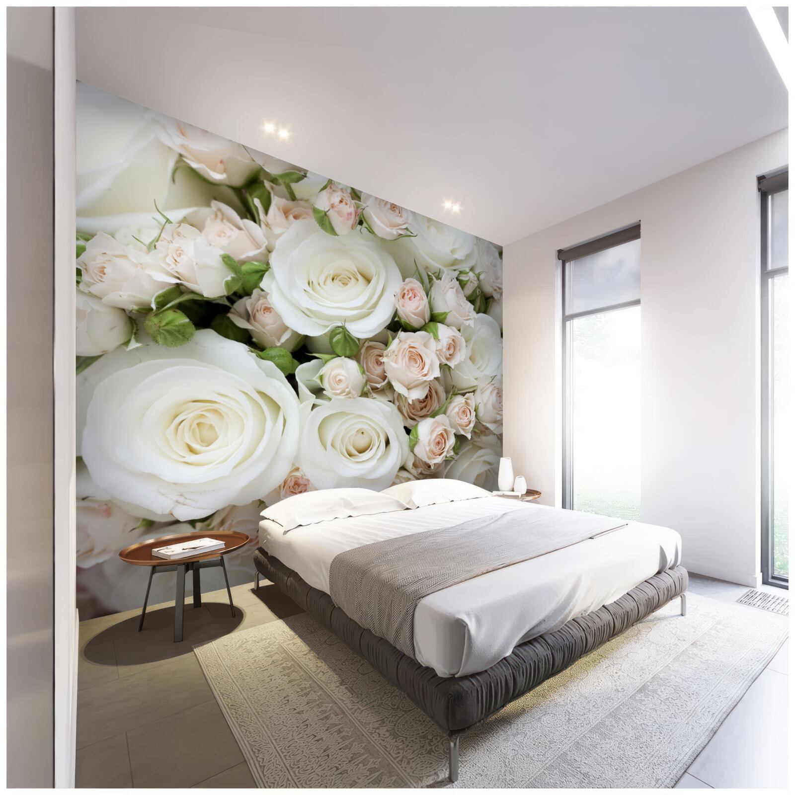 Fototapet buchetul conține trandafiri spray bej și alb