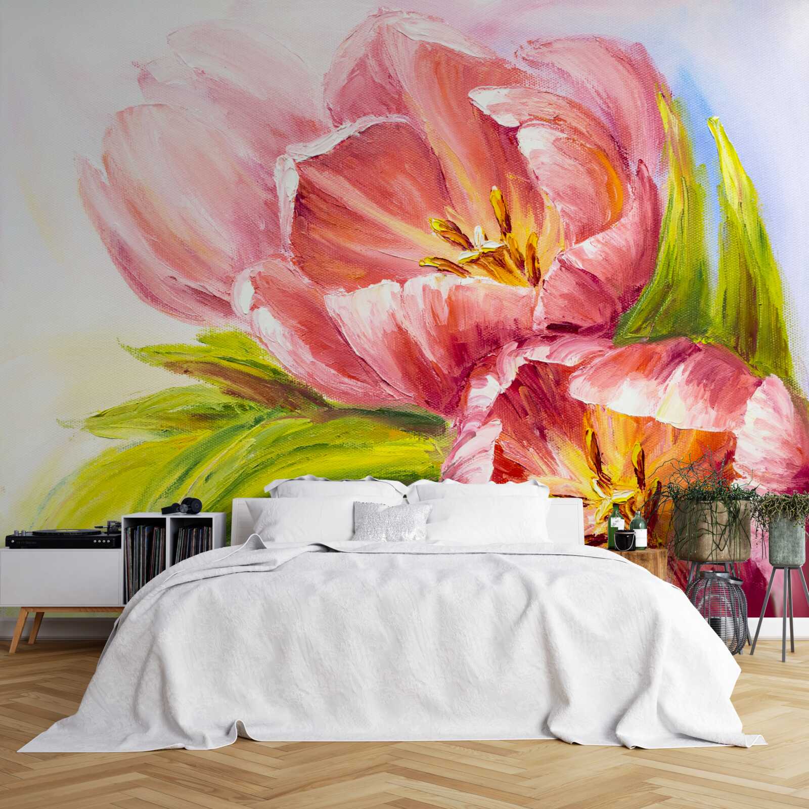 Fototapet lalele desenate cu mare gust și frumusețe