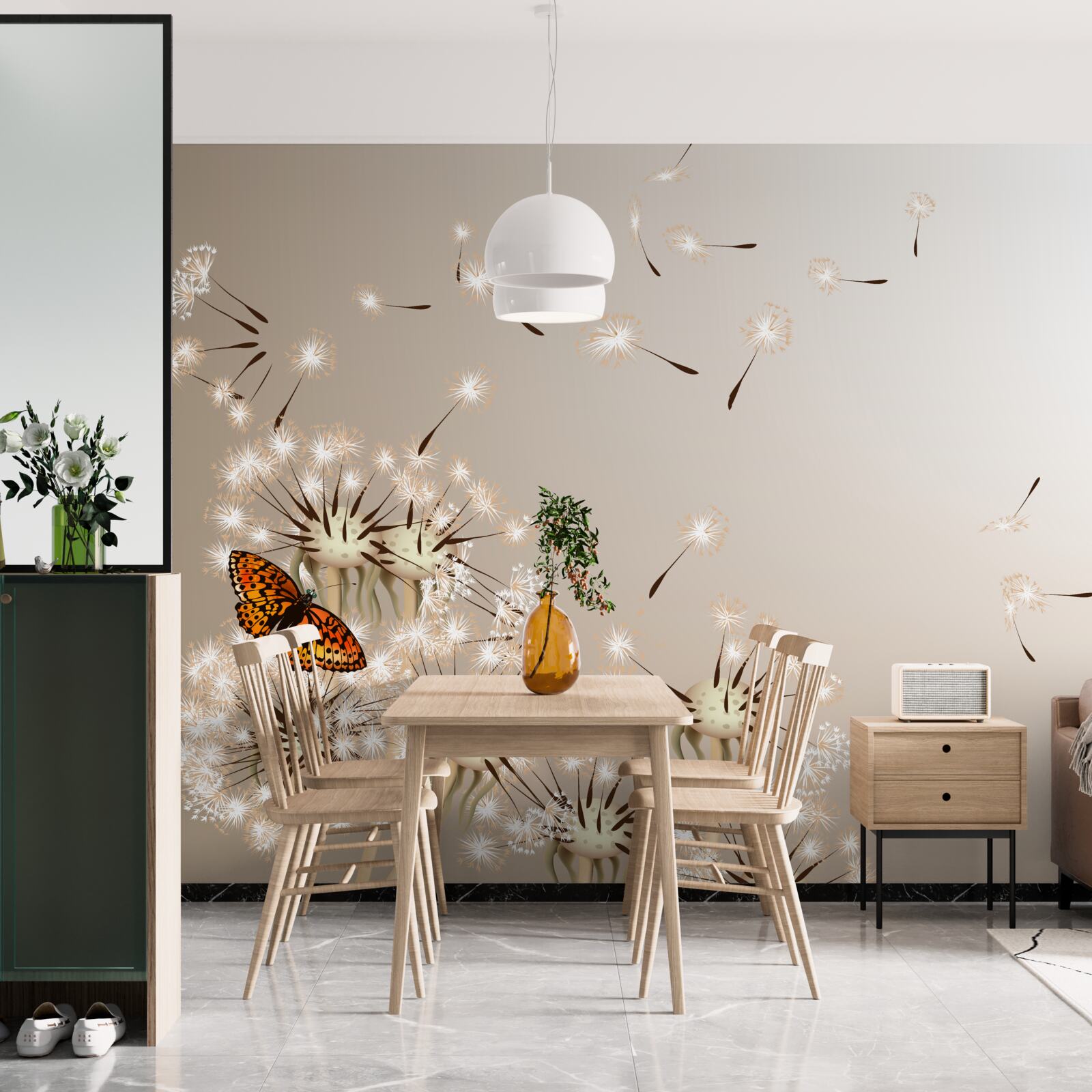 Fototapet fluture pe milkweed delicat