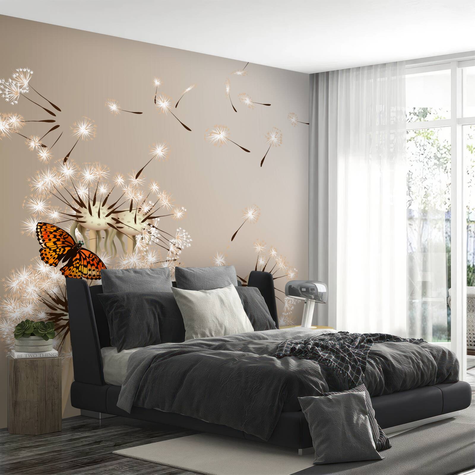 Fototapet fluture pe milkweed delicat