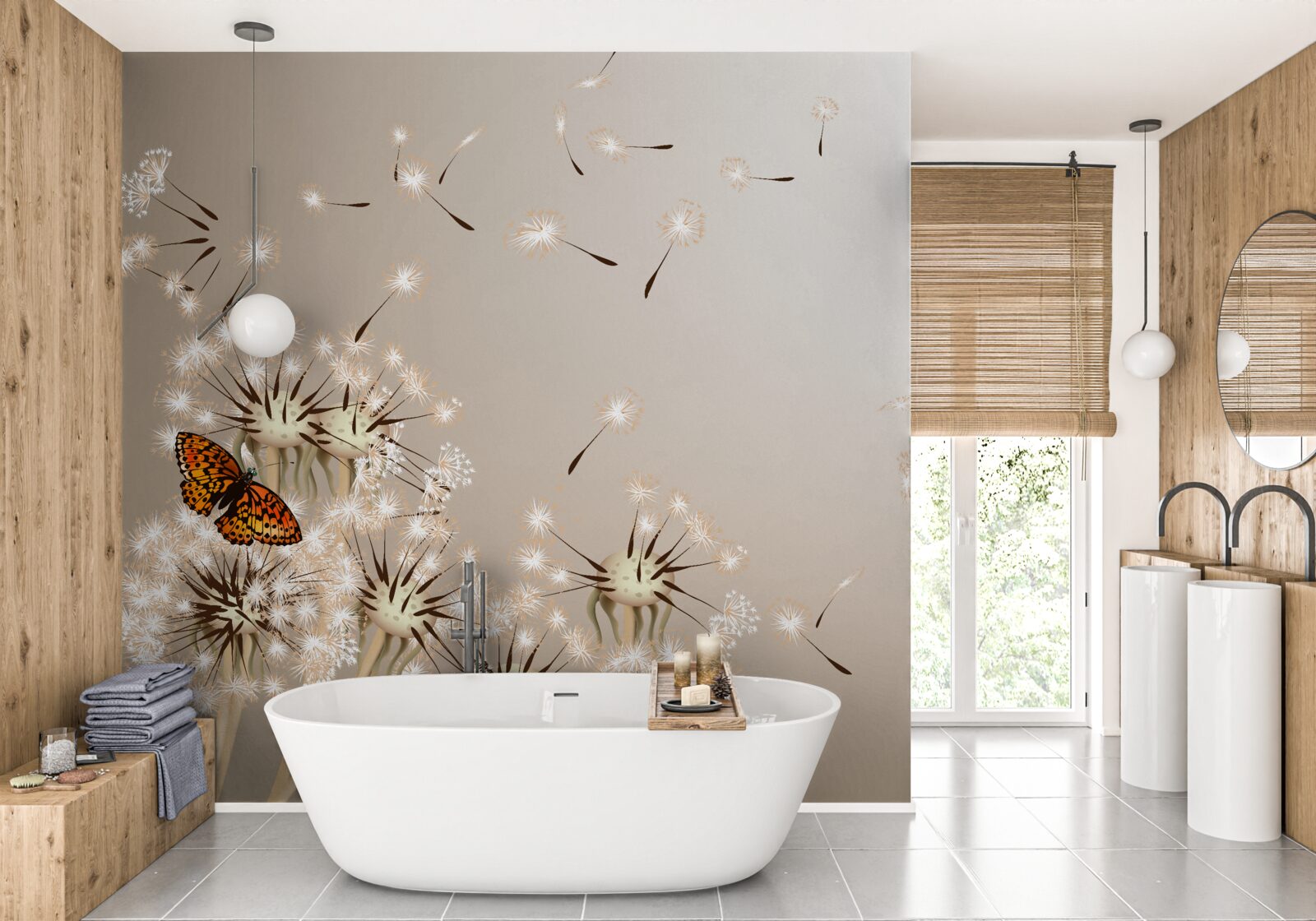 Fototapet fluture pe milkweed delicat