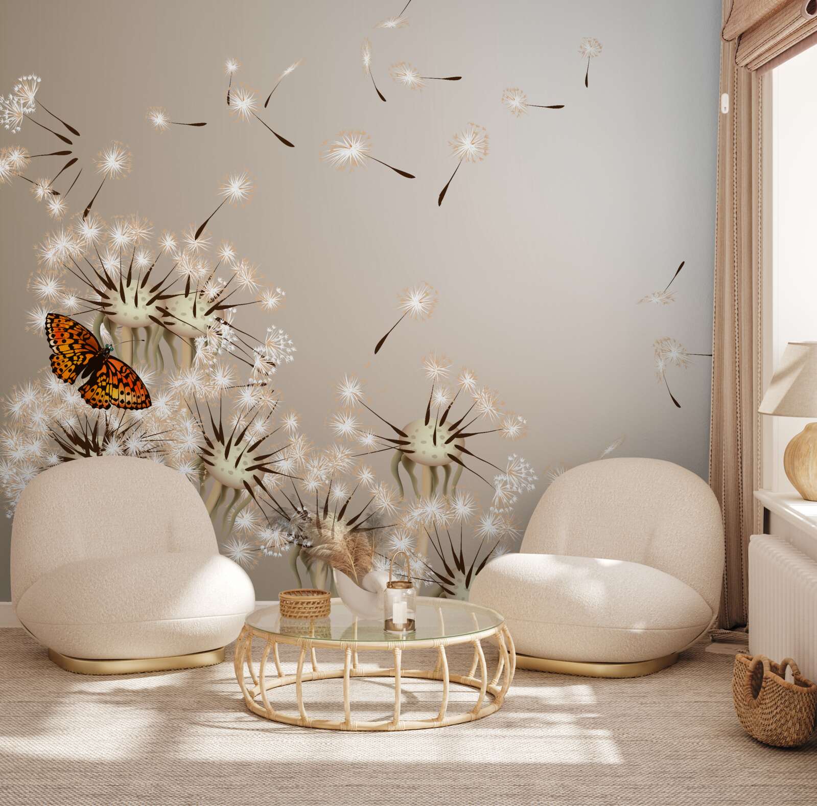 Fototapet fluture pe milkweed delicat