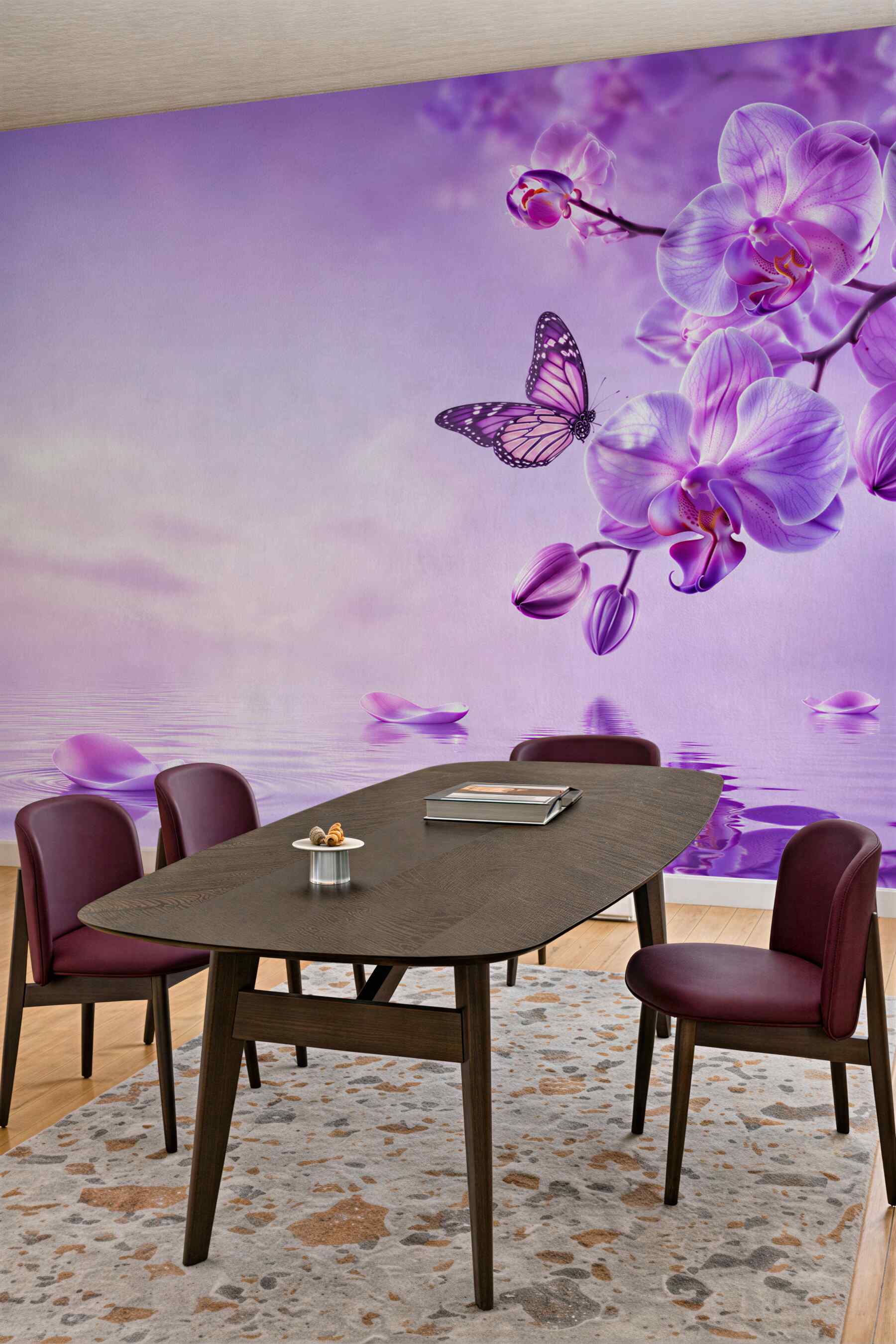 Fototapeta motyle i fioletowa orchidea