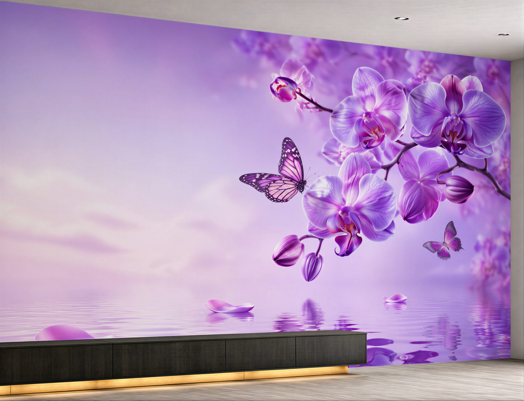 Fototapeta motyle i fioletowa orchidea