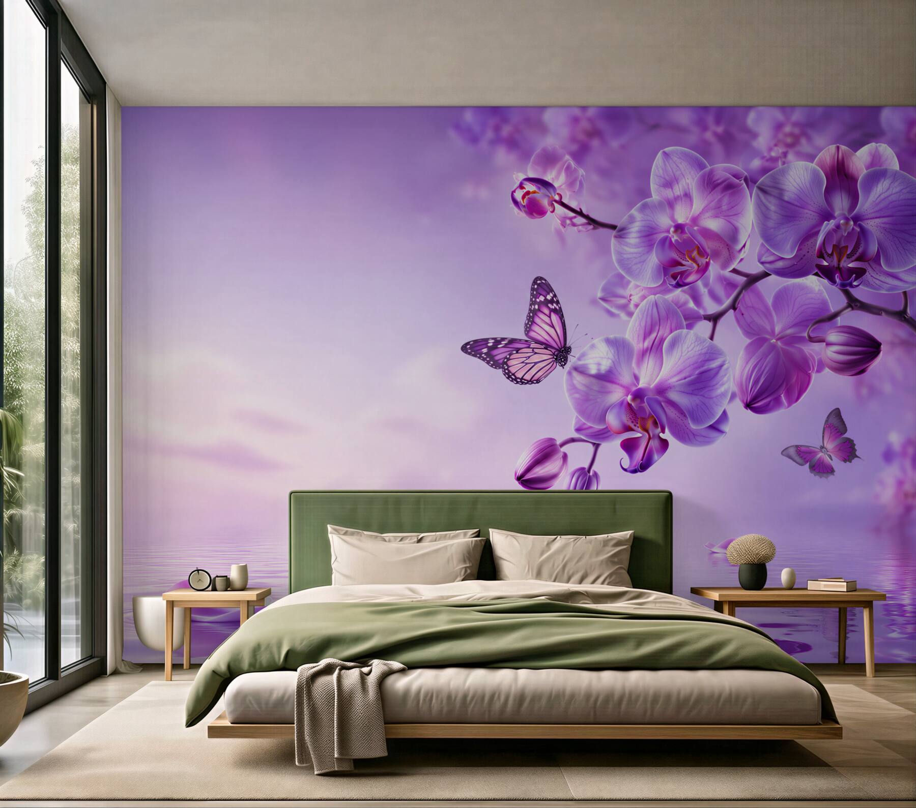 Fototapeta motyle i fioletowa orchidea