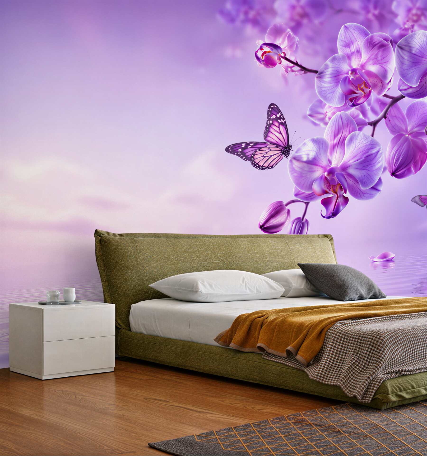 Fototapeta motyle i fioletowa orchidea