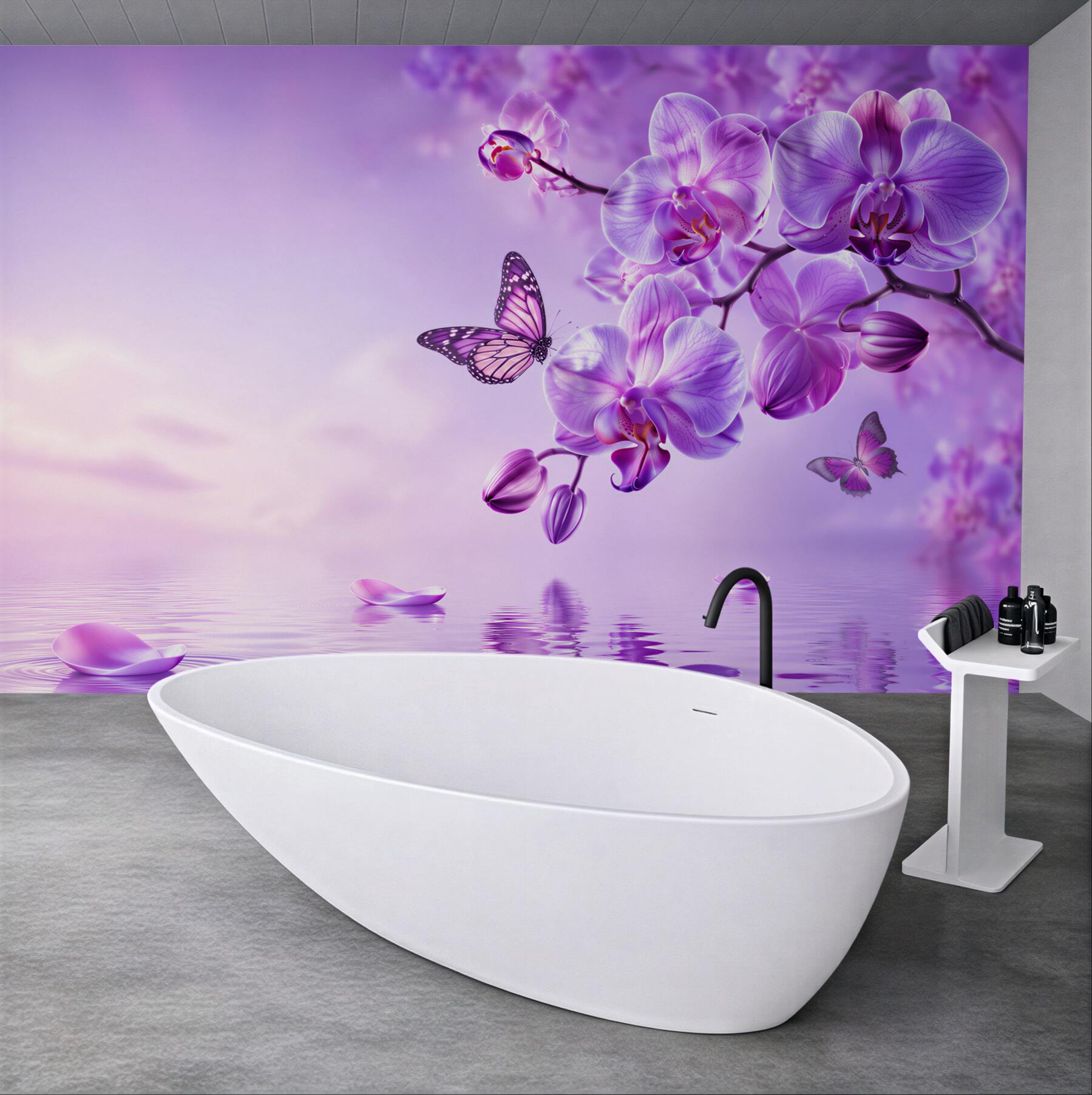 Fototapeta motyle i fioletowa orchidea
