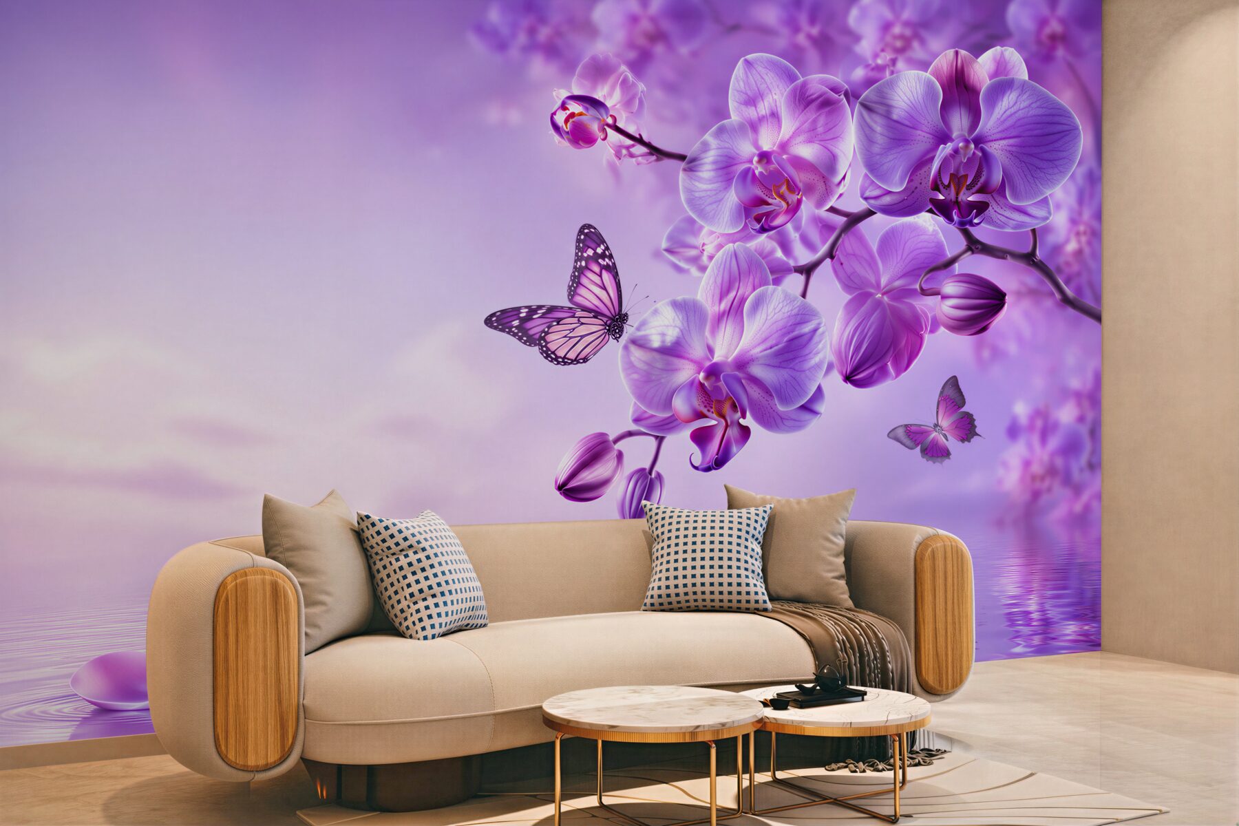 Fototapeta motyle i fioletowa orchidea