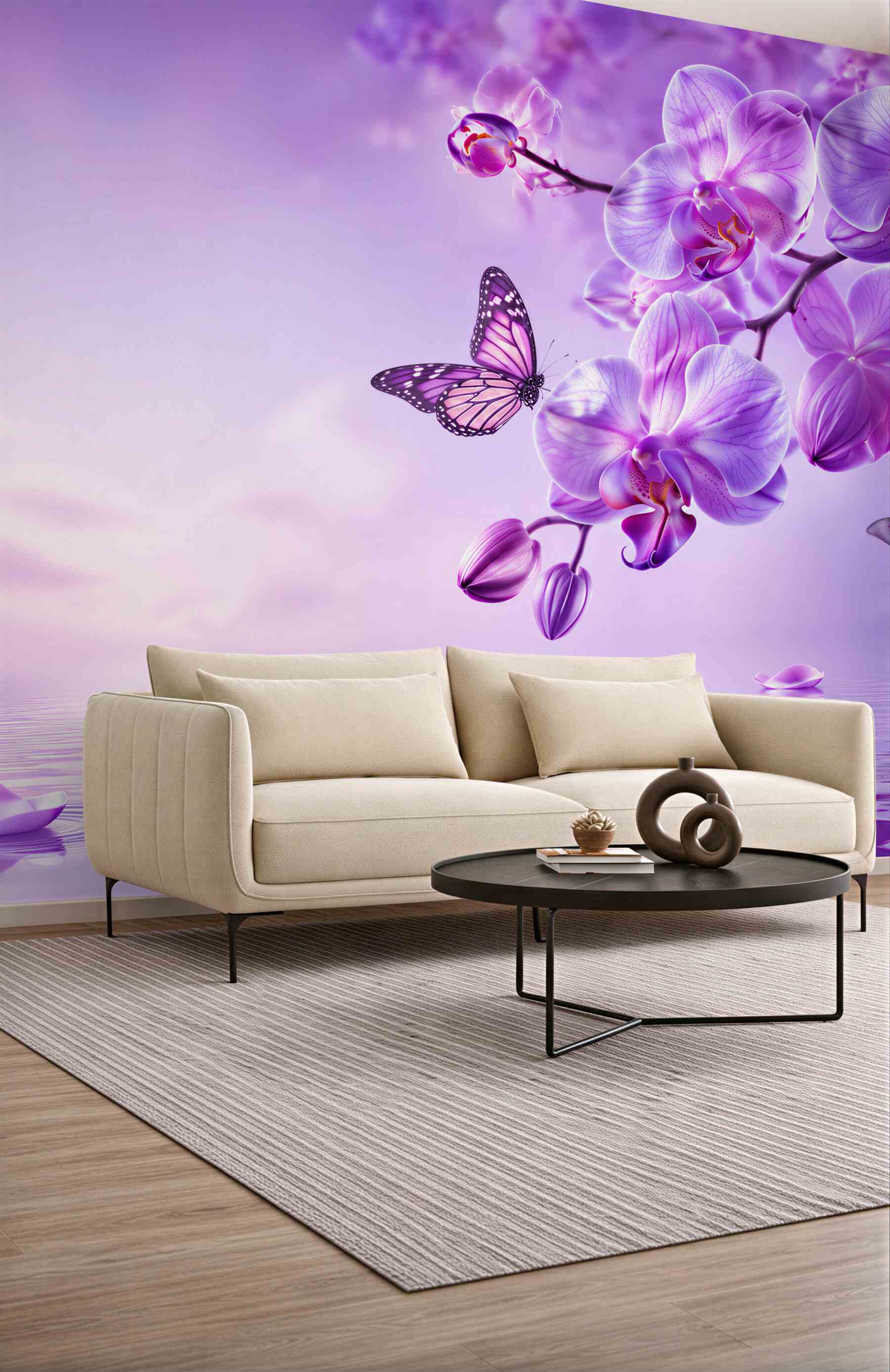 Fototapeta motyle i fioletowa orchidea