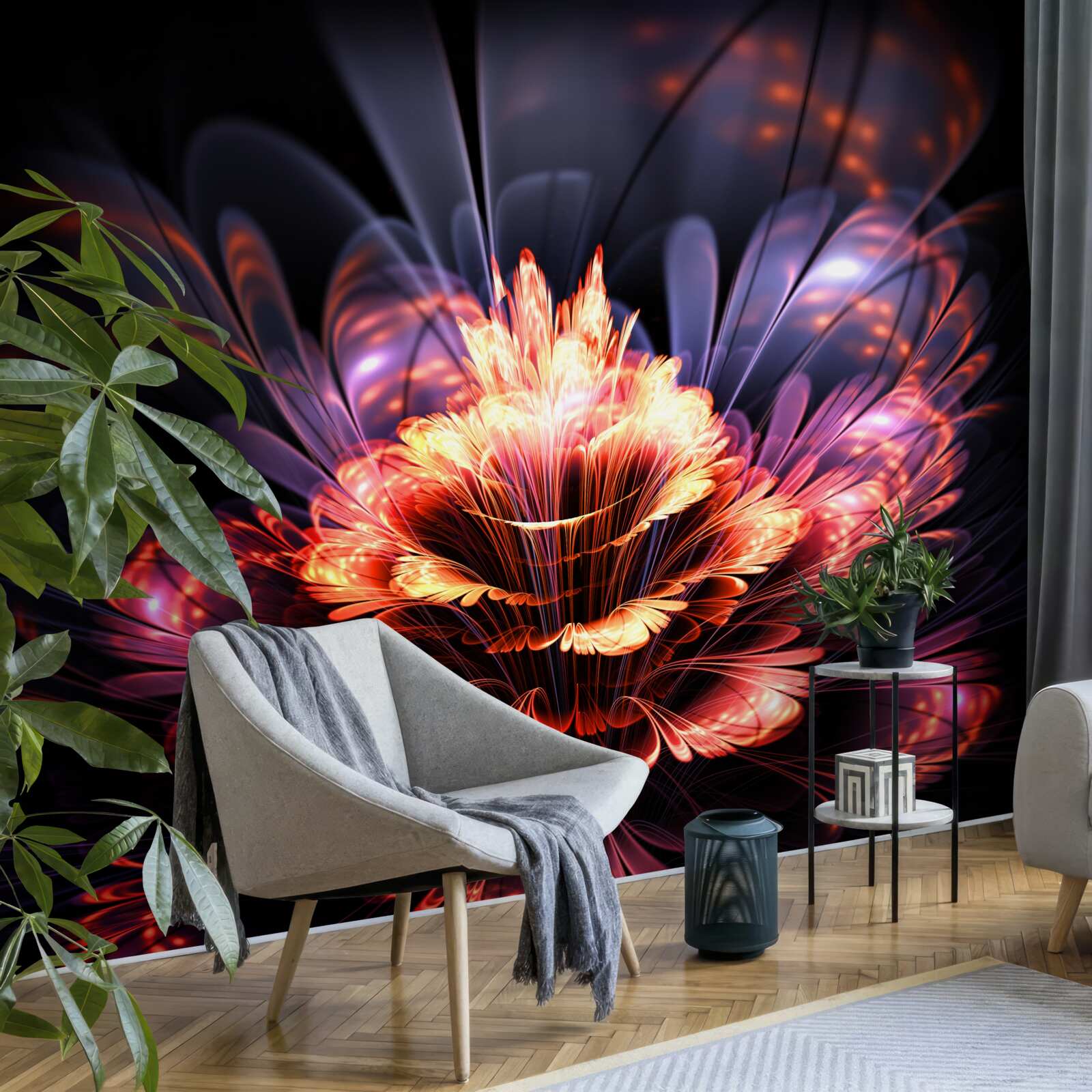 Fototapet o floare frumoasă care strălucește ca o flacără