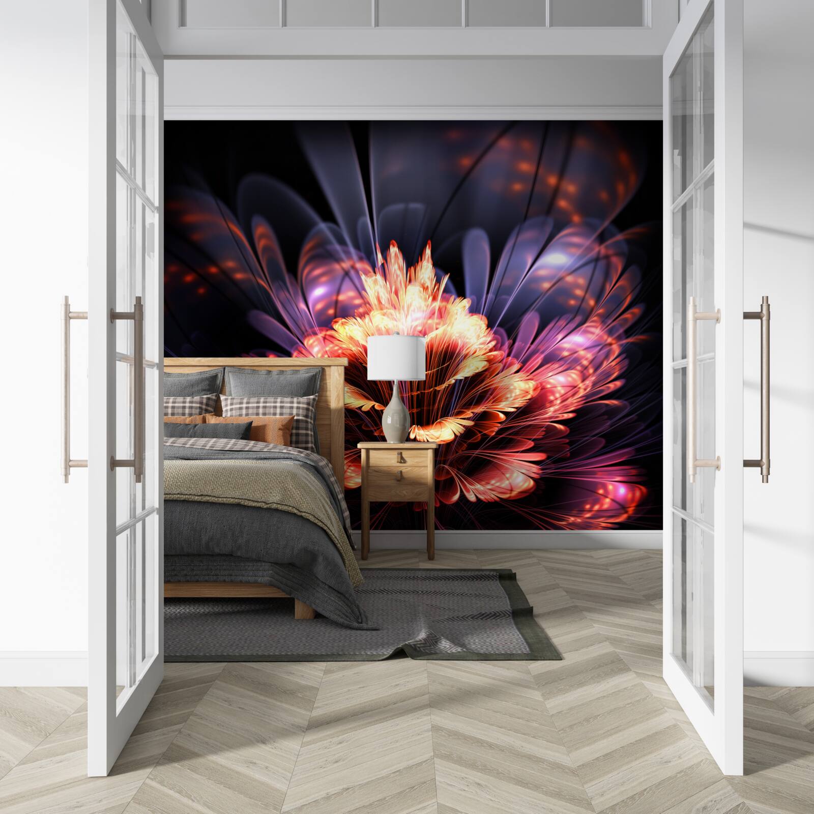 Fototapet o floare frumoasă care strălucește ca o flacără