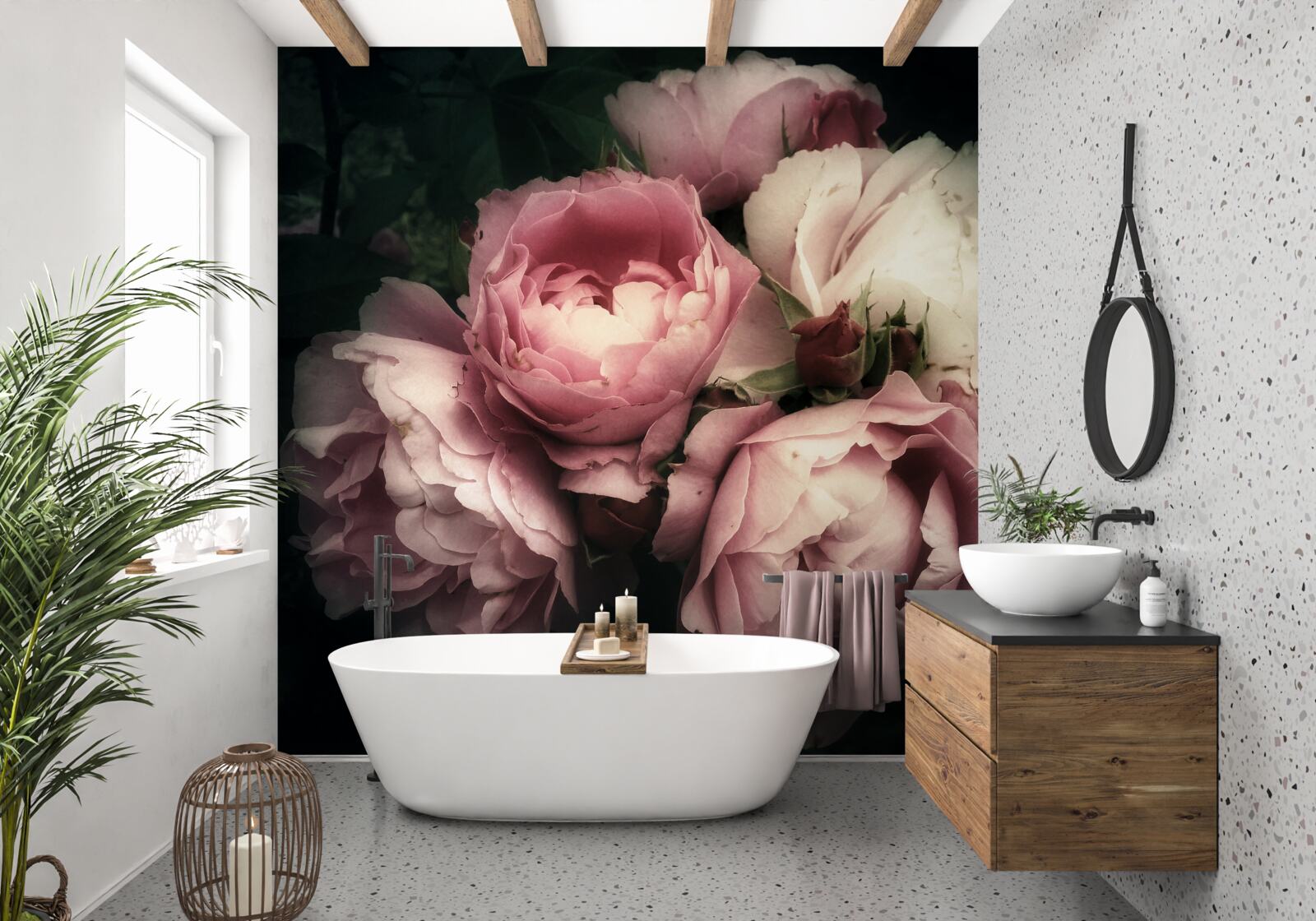 Fototapet trandafiri roz mari