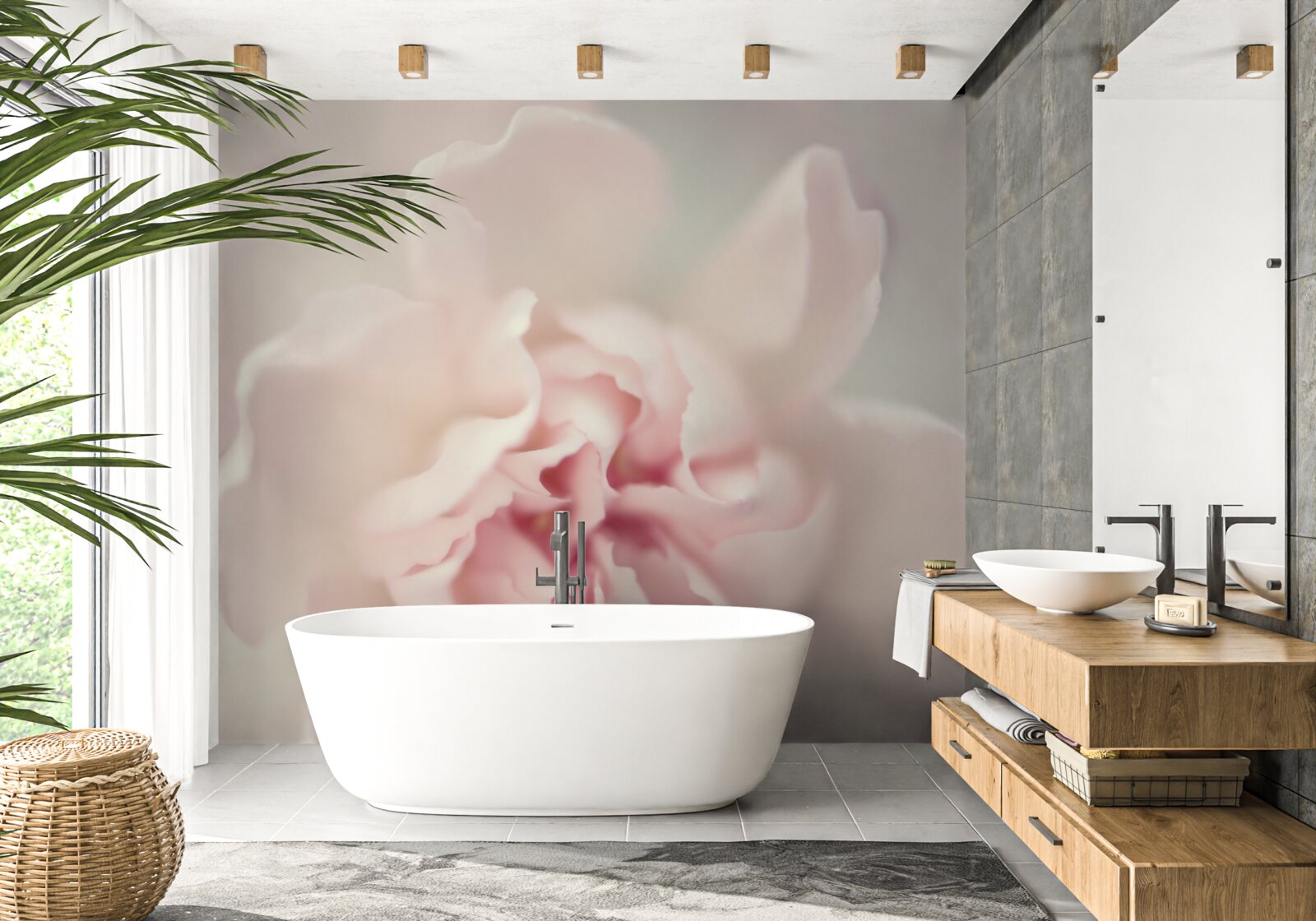 Fototapet mugur în nuanțe delicate de roz