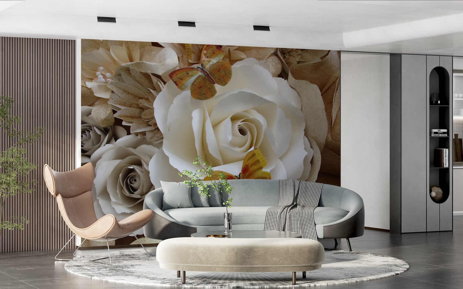 Fototapet o mare livadă albă a devenit un loc de aterizare pentru fluturi