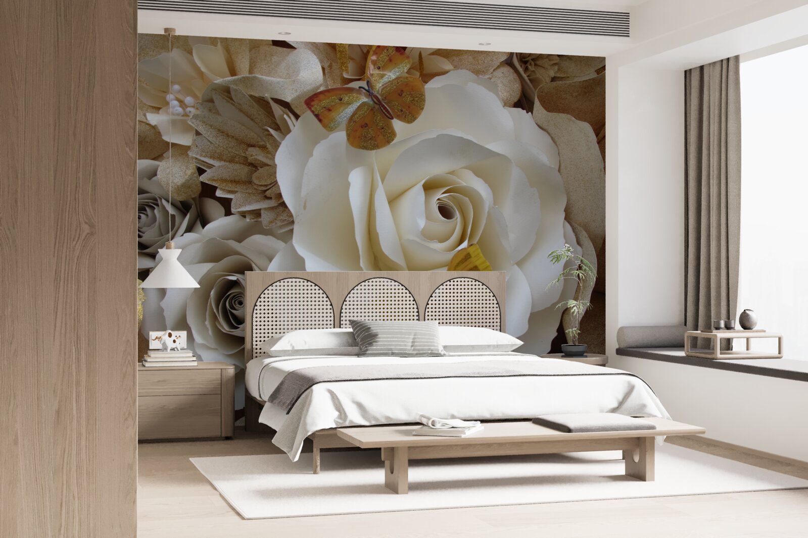 Fototapet o mare livadă albă a devenit un loc de aterizare pentru fluturi