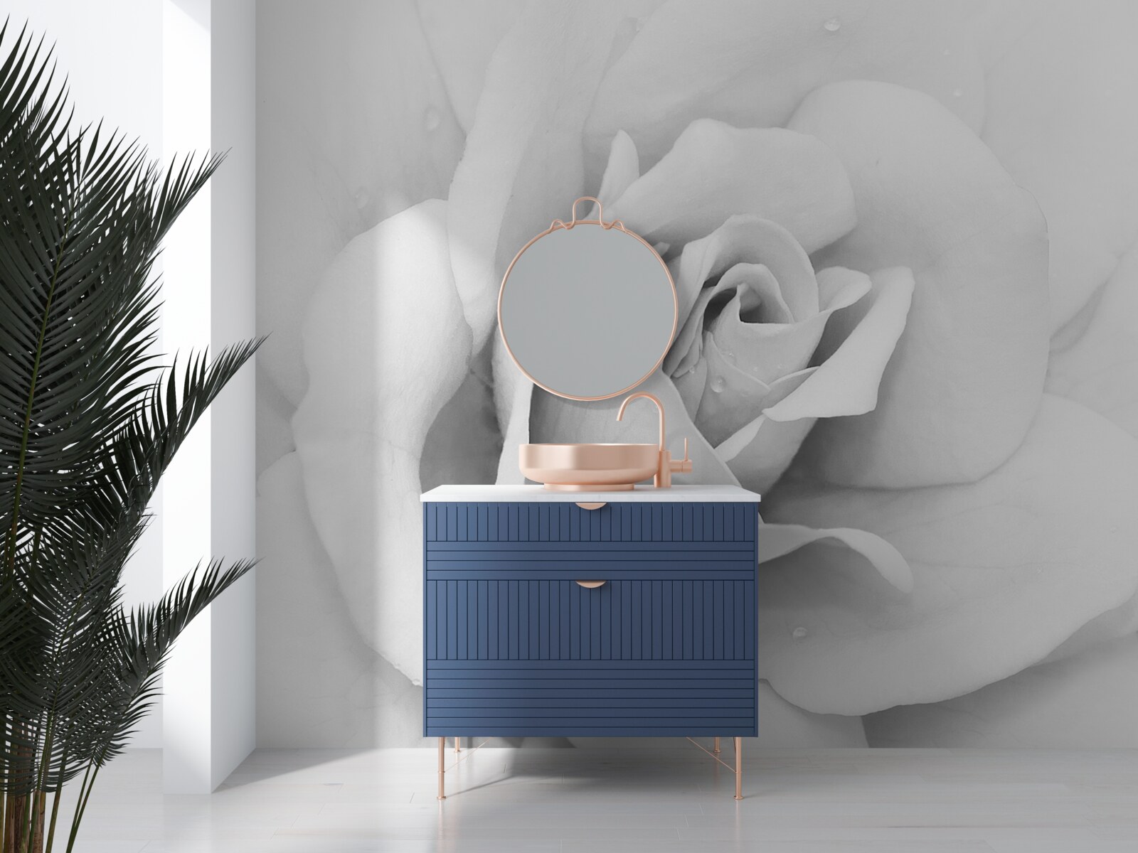 Fototapet imagine mărită a unui trandafir alb