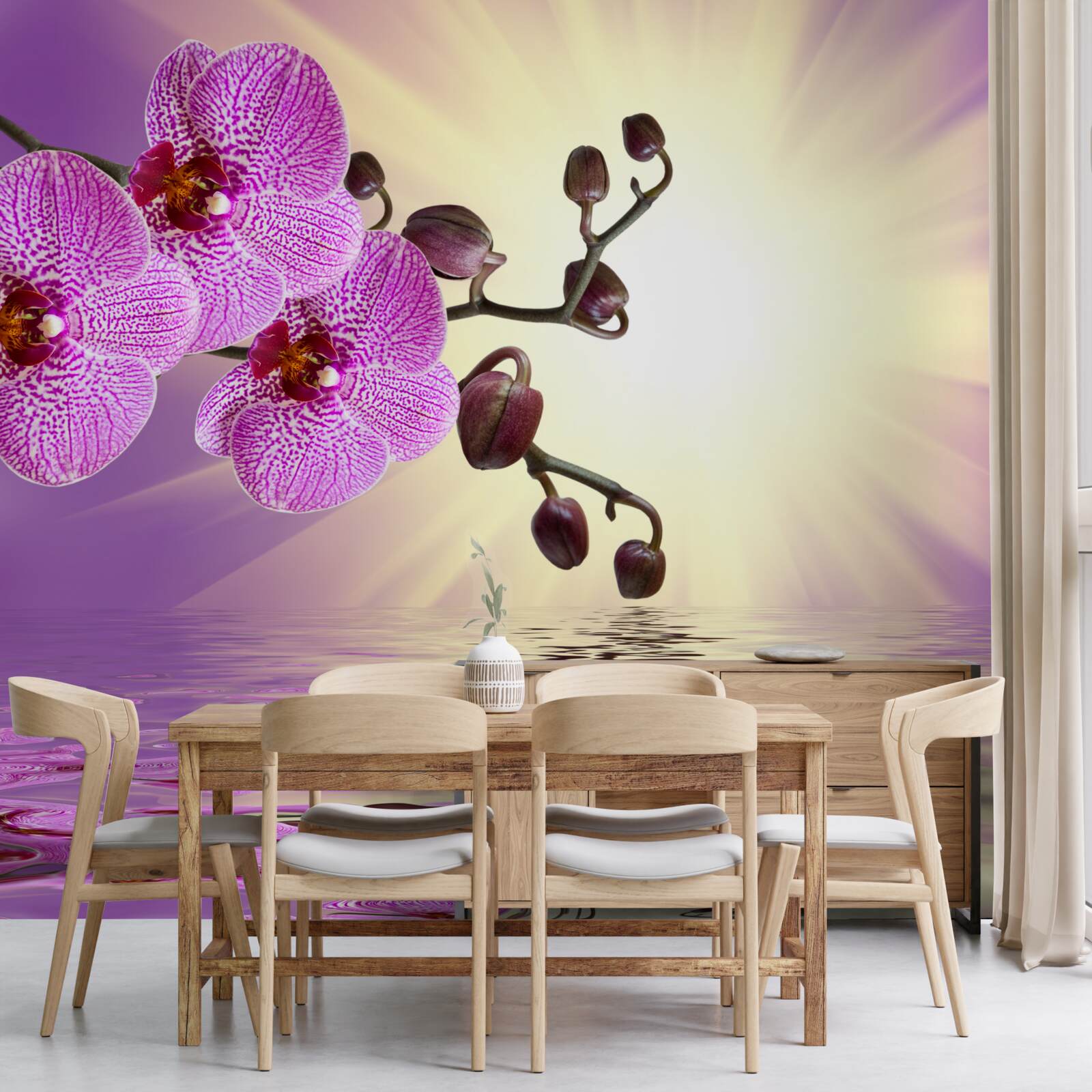 Fototapet reflexie a unei orhidee în apă