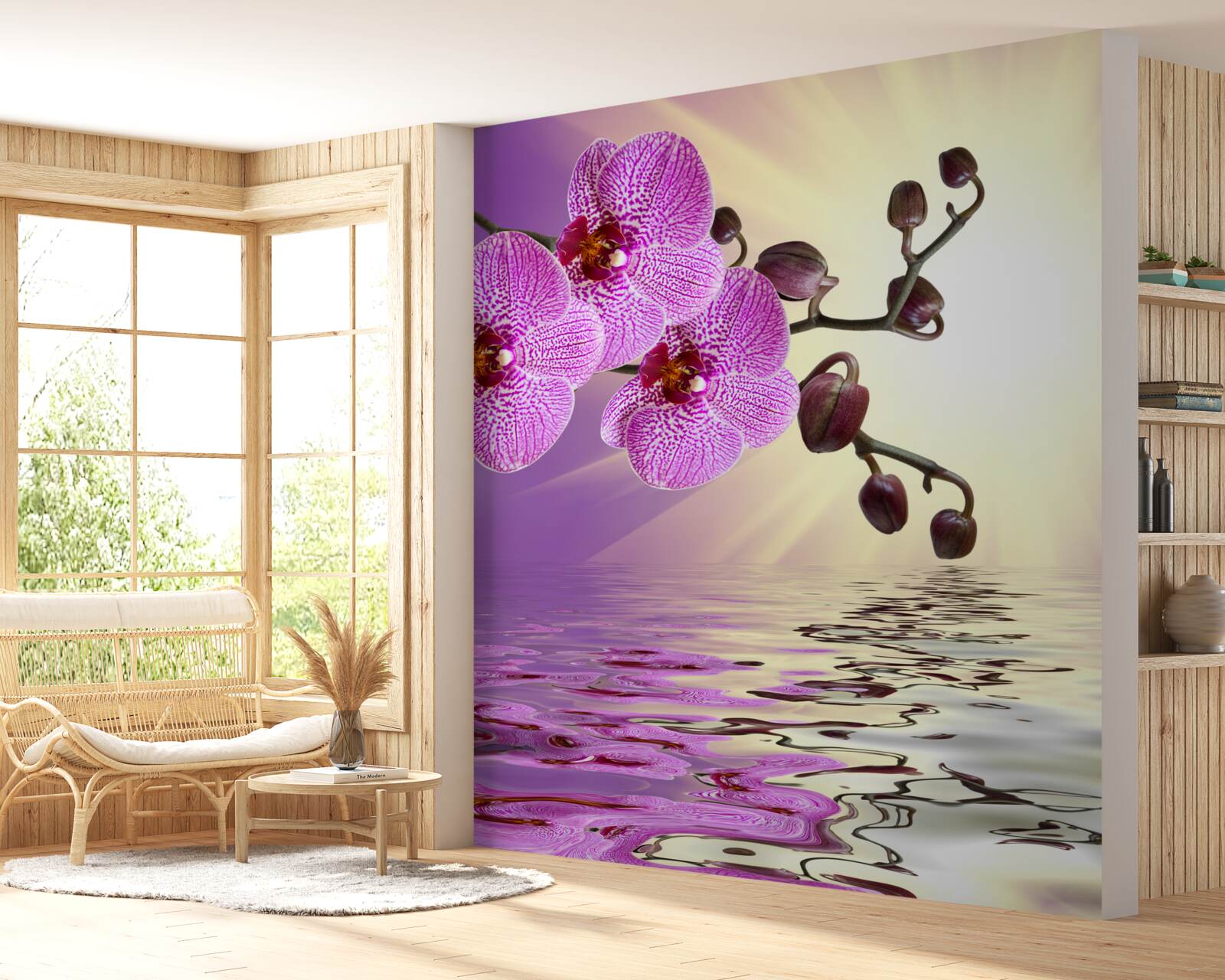 Fototapet reflexie a unei orhidee în apă