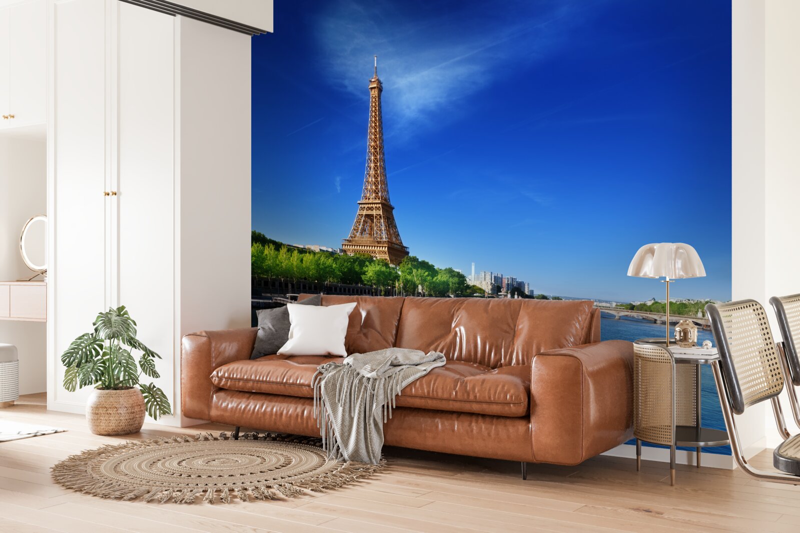 Fototapet panorama turnului eiffel de pe malul opus