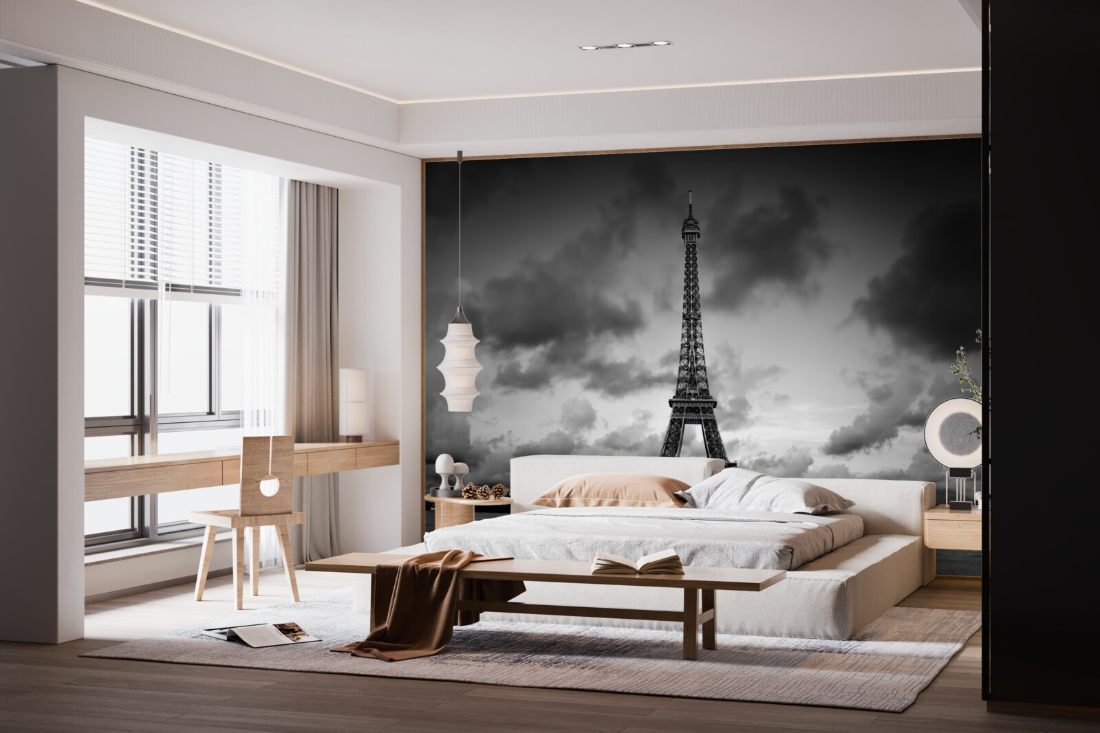 Fototapet masina rosie langa turnul eiffel