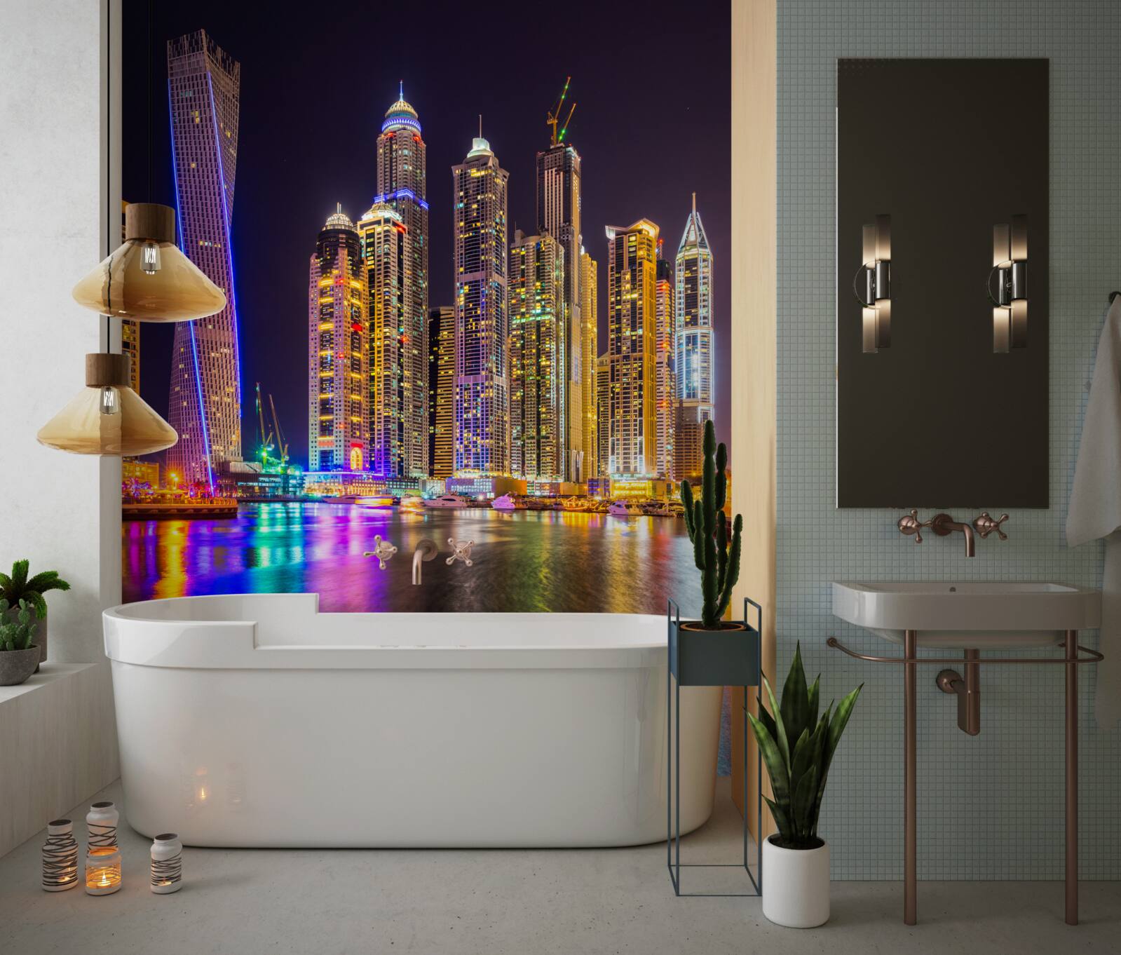 Fototapet iluminatul orașului pe timp de noapte