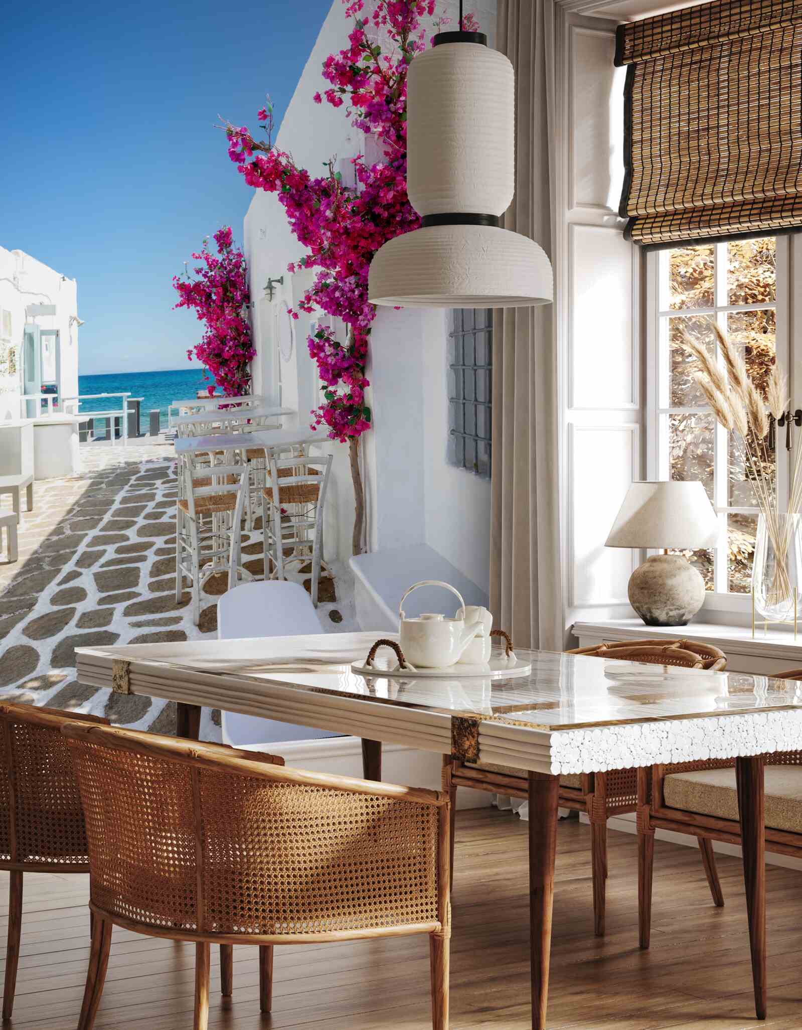 Fototapet strada mare vopsită în alb