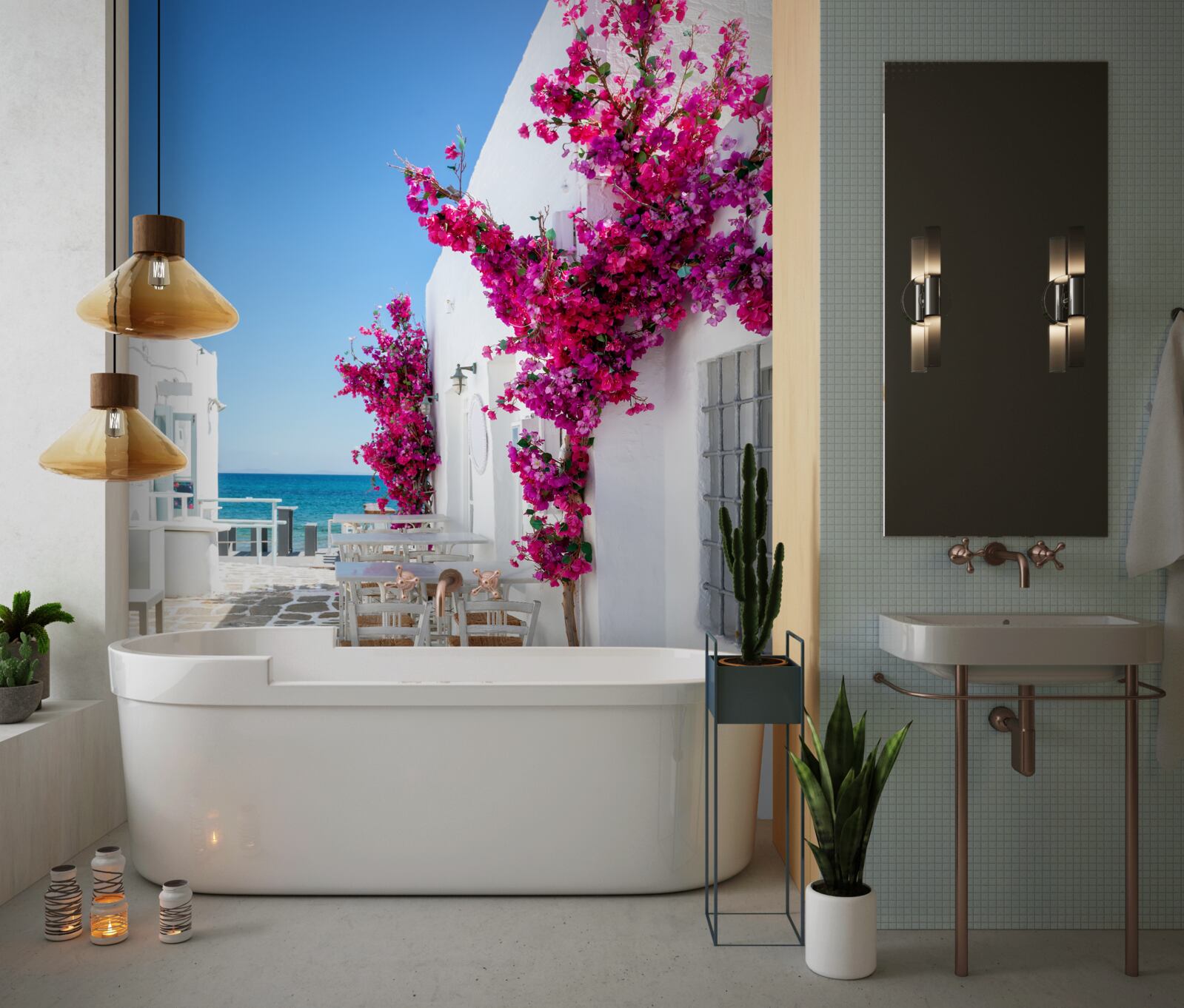 Fototapet strada mare vopsită în alb