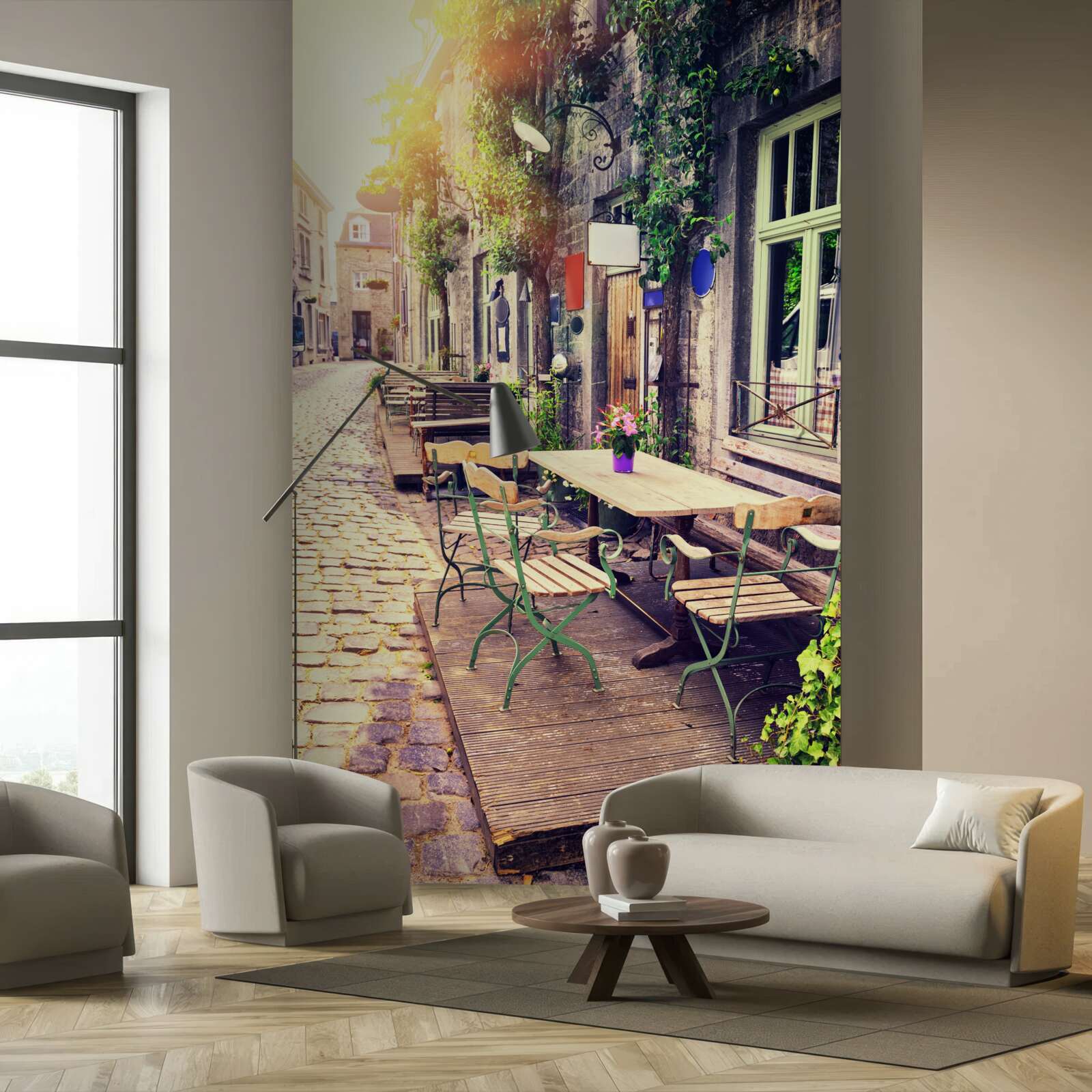 Fototapet cafenea de familie cu o atmosferă confortabilă în zori