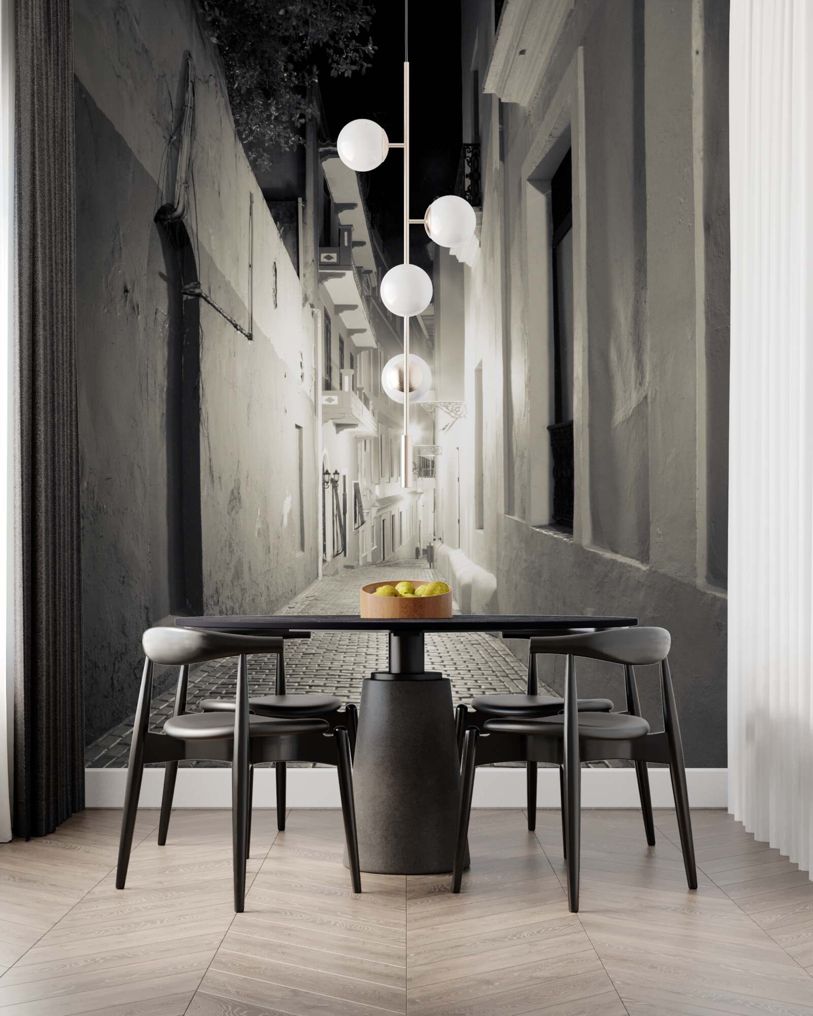 Fototapet o stradă de noapte fără oameni