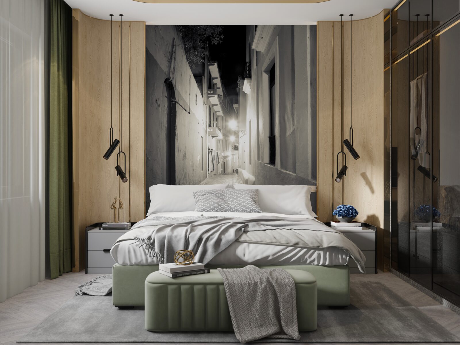 Fototapet o stradă de noapte fără oameni