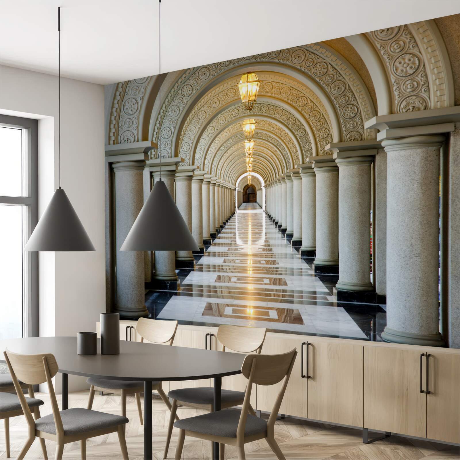 Fototapet un șir nesfârșit de coloane de marmură